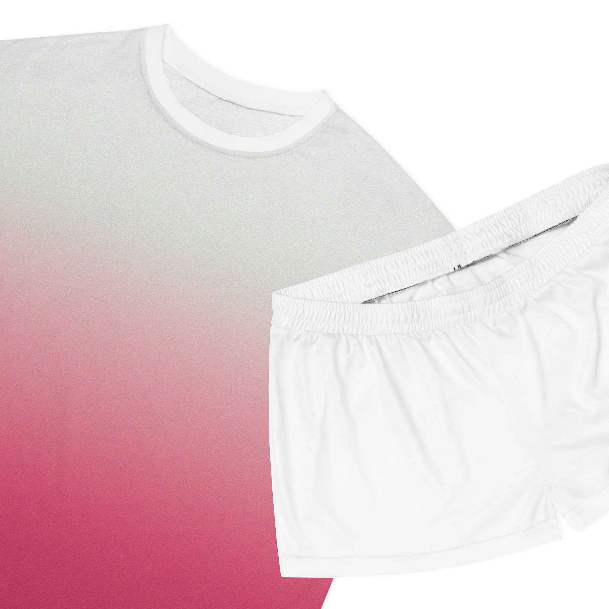 Women's Gradient Pajama Set - Pink Ombre Short Sleepwear - Image 4