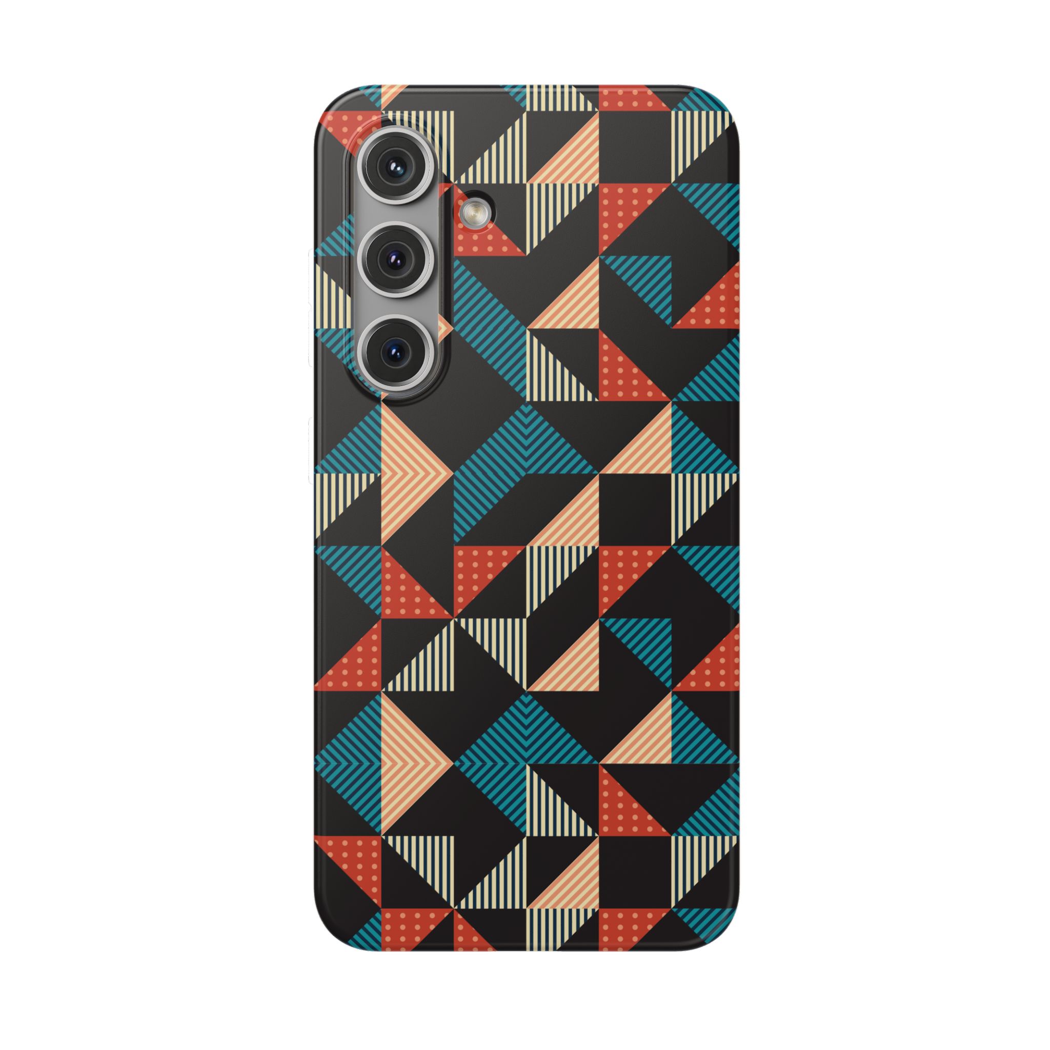 Geometric Retro Triangle Phone Case — Colorful Mid-Century Pattern Flexi Case - Image 98