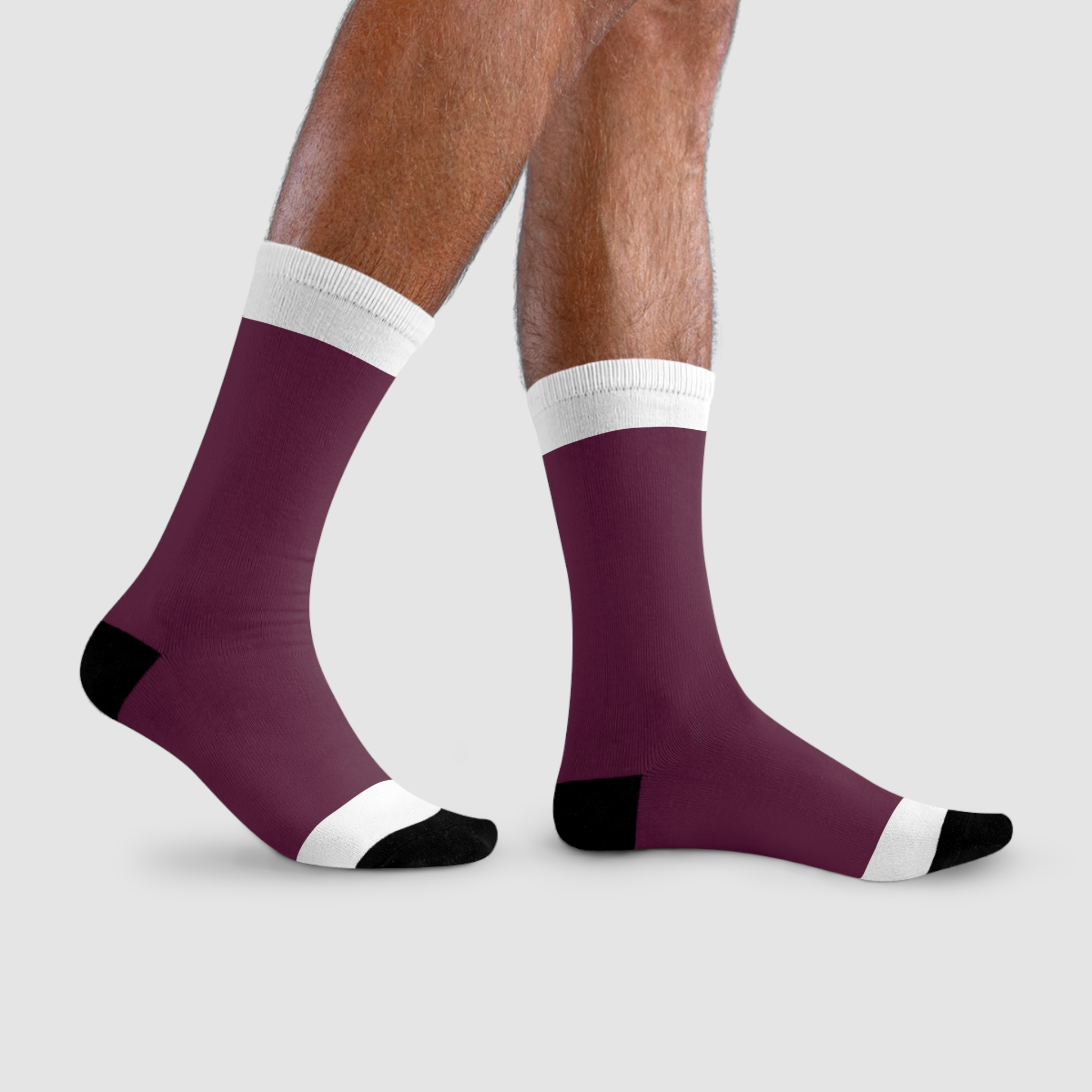Maroon Sublimation Crew Socks — Customizable Burgundy Crew Socks (EU) - Image 12