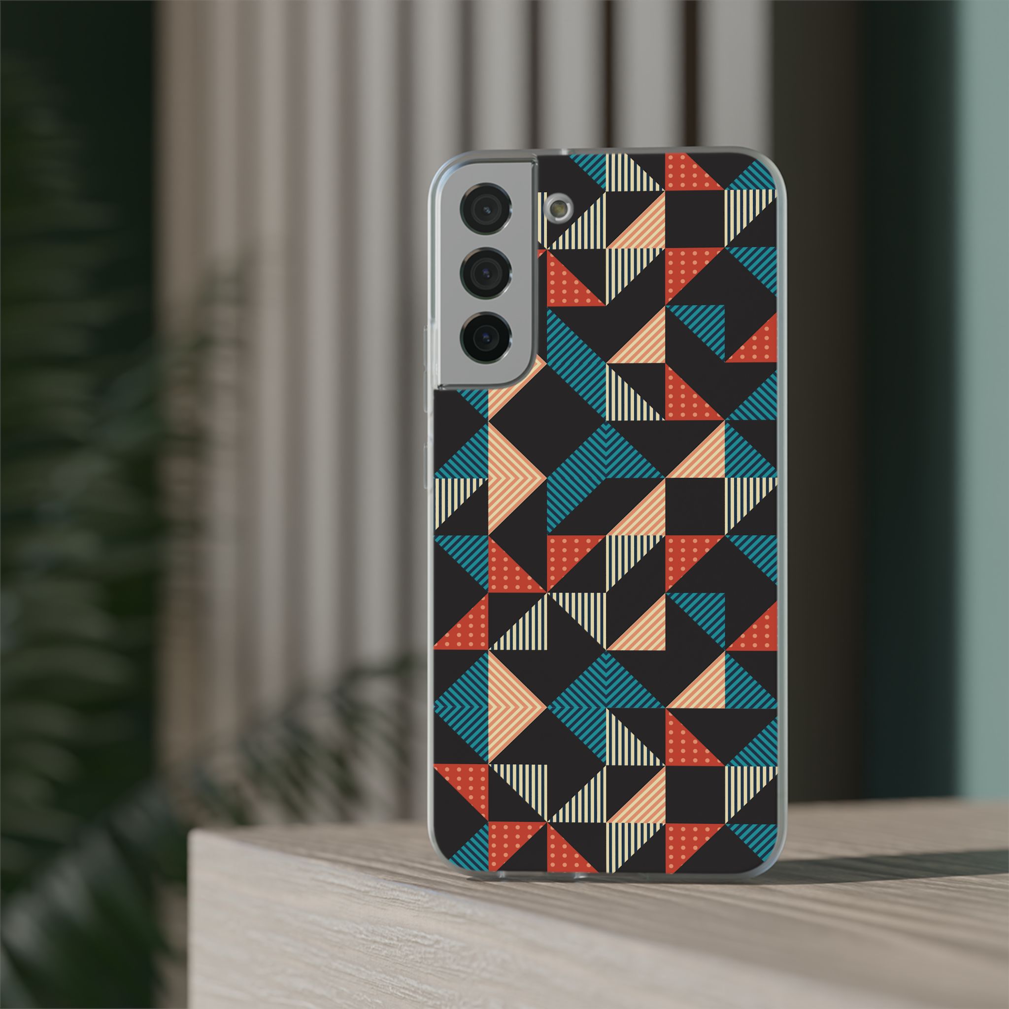 Geometric Retro Triangle Phone Case — Colorful Mid-Century Pattern Flexi Case - Image 28
