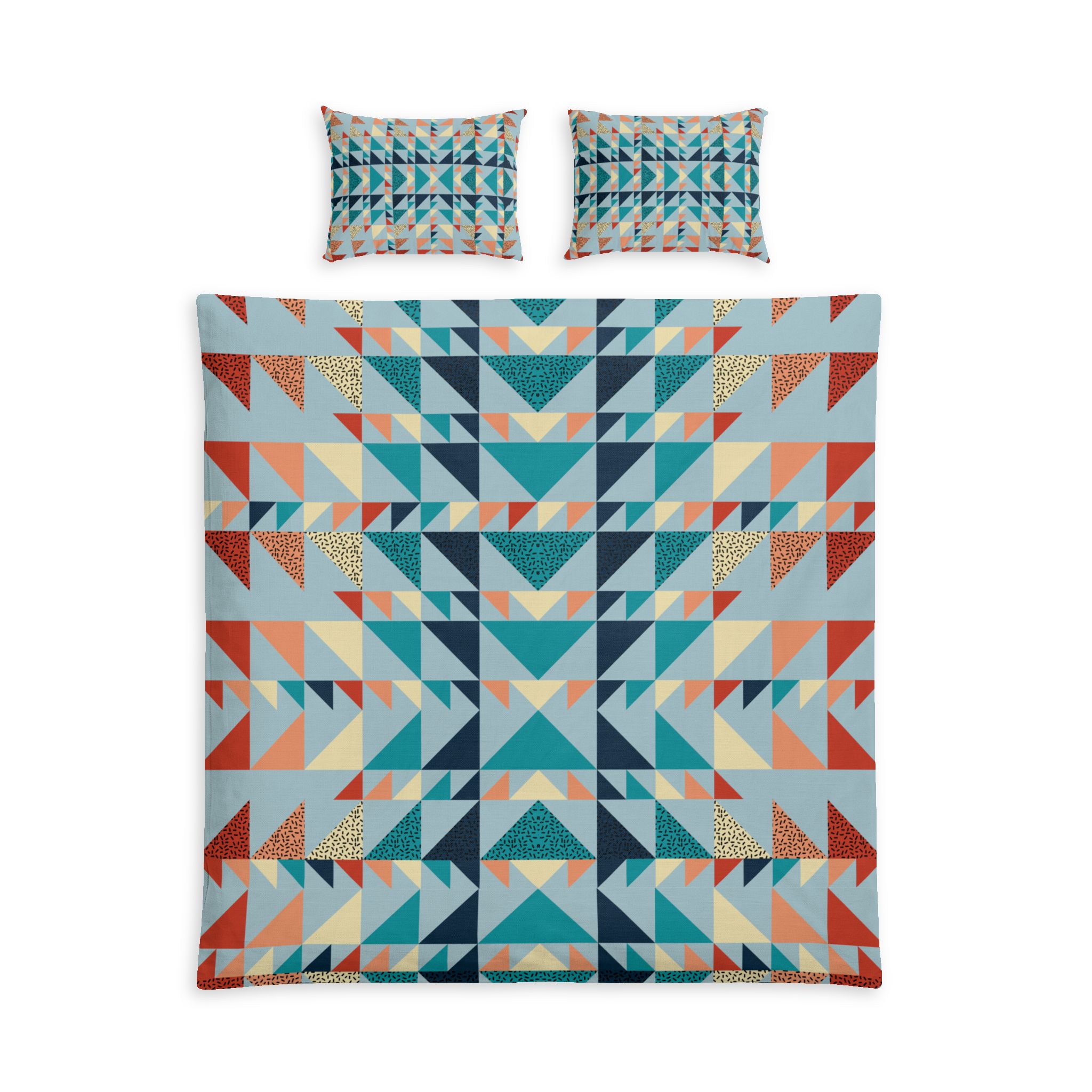 Geometric Aztec Cotton Bed Set — Southwestern Triangle Quilt Pattern - Image 3