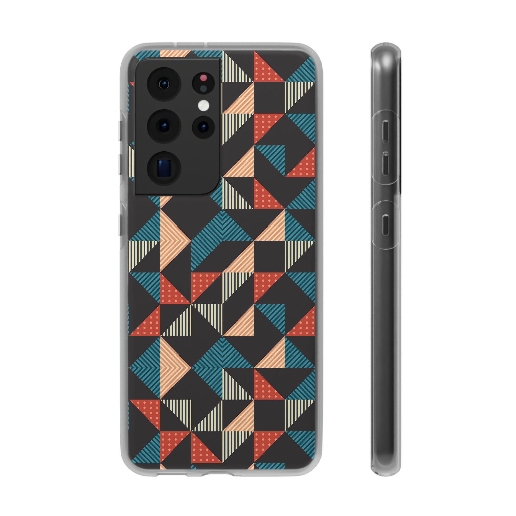 Geometric Retro Triangle Phone Case — Colorful Mid-Century Pattern Flexi Case - Image 7