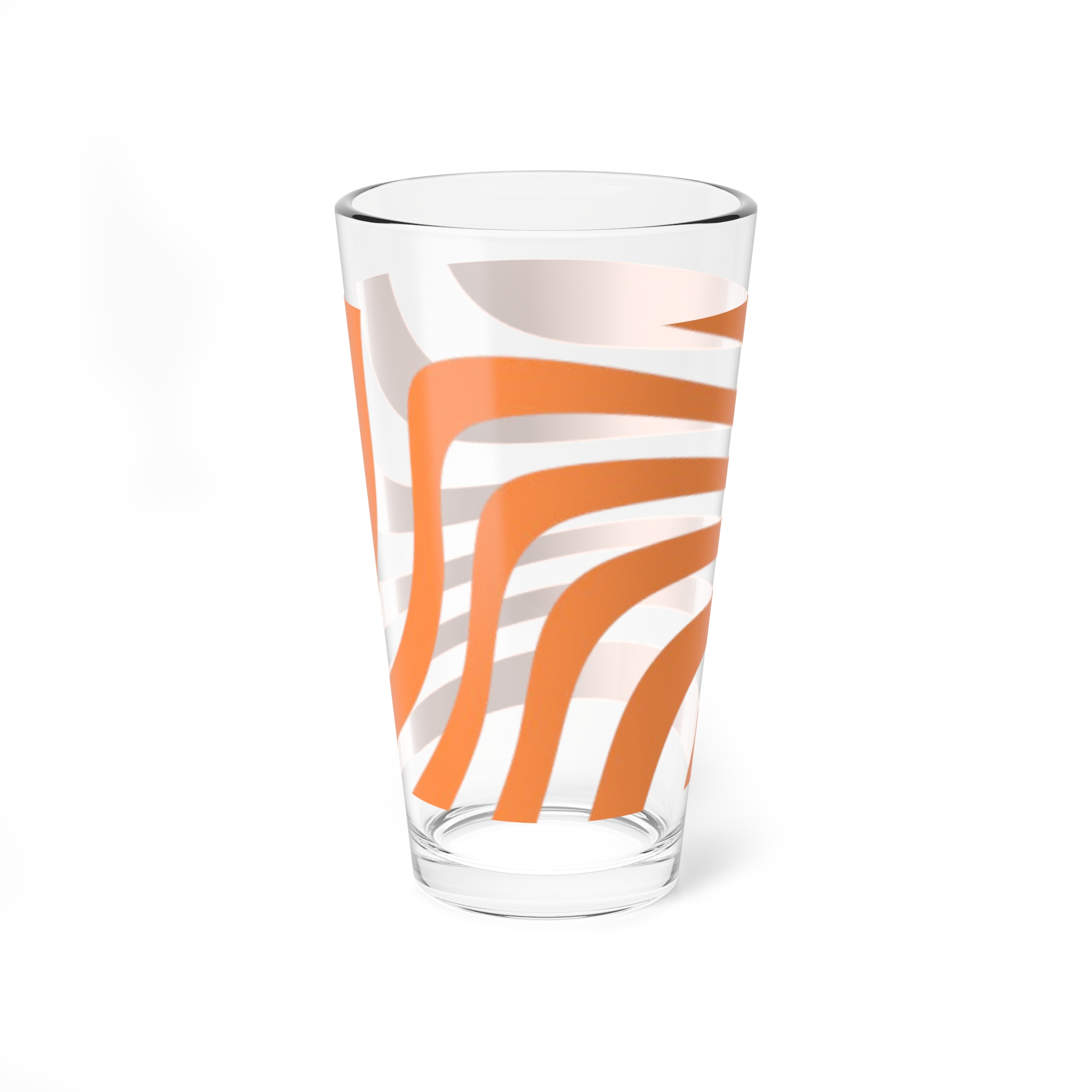 16oz Orange Wave Mixing Glass — Modern Striped Cocktail & Bar Glass - Image 3