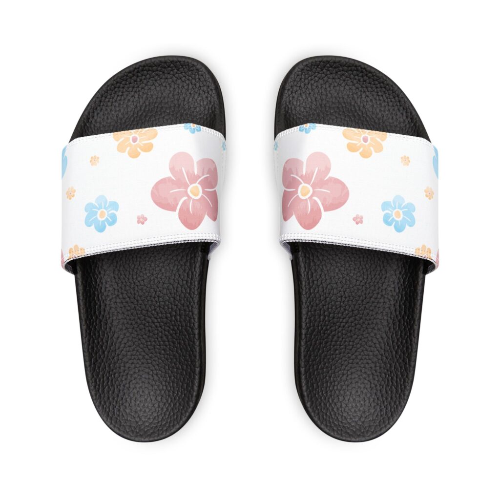 Floral Slide Sandals – Women's White Removable-Strap Pool Slides