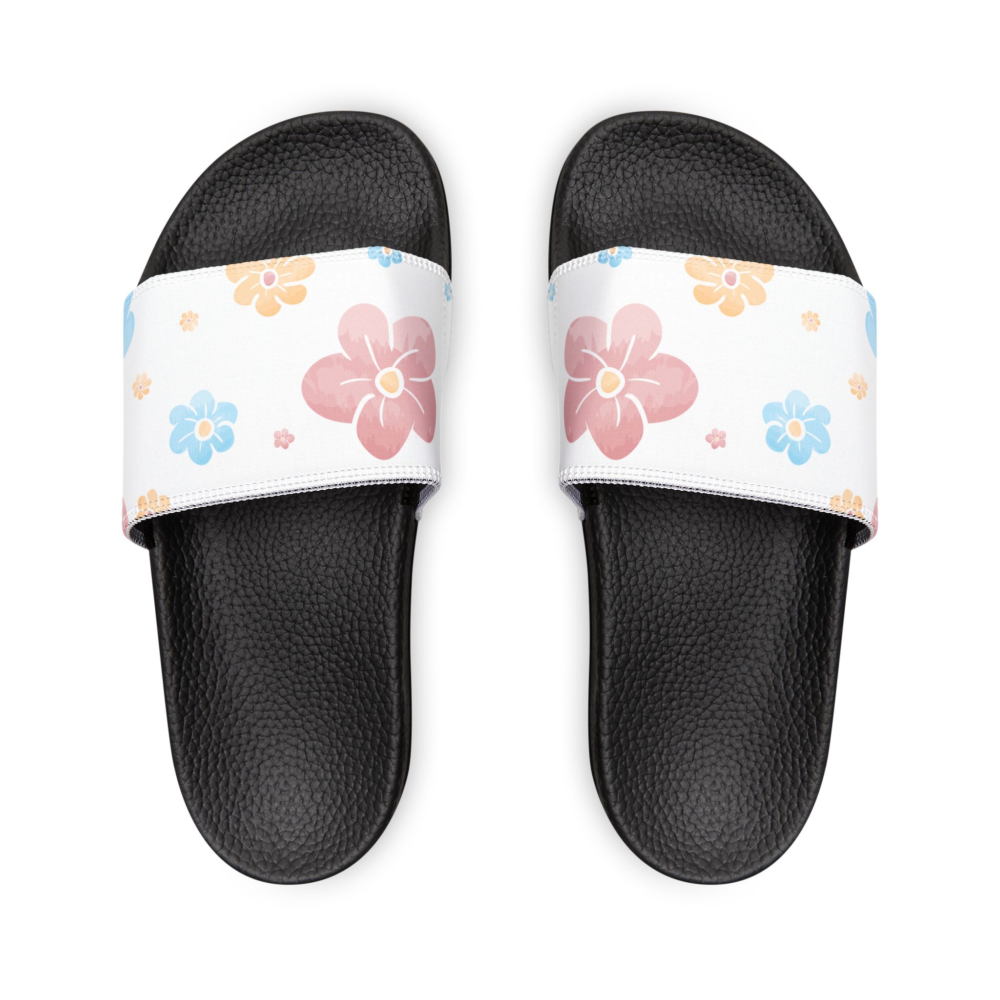 Floral Slide Sandals – Women's White Removable-Strap Pool Slides