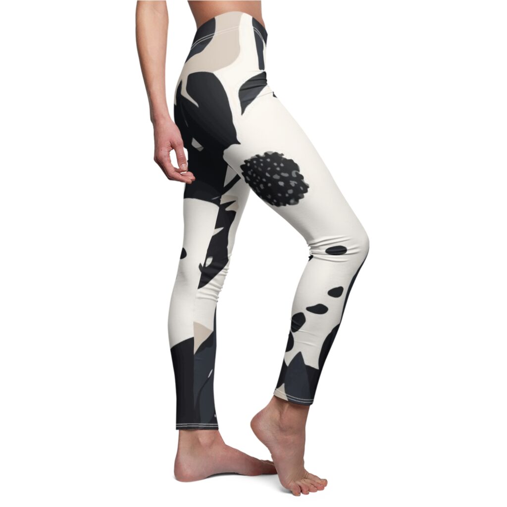 Monochrome Floral Mirror-Print Leggings
