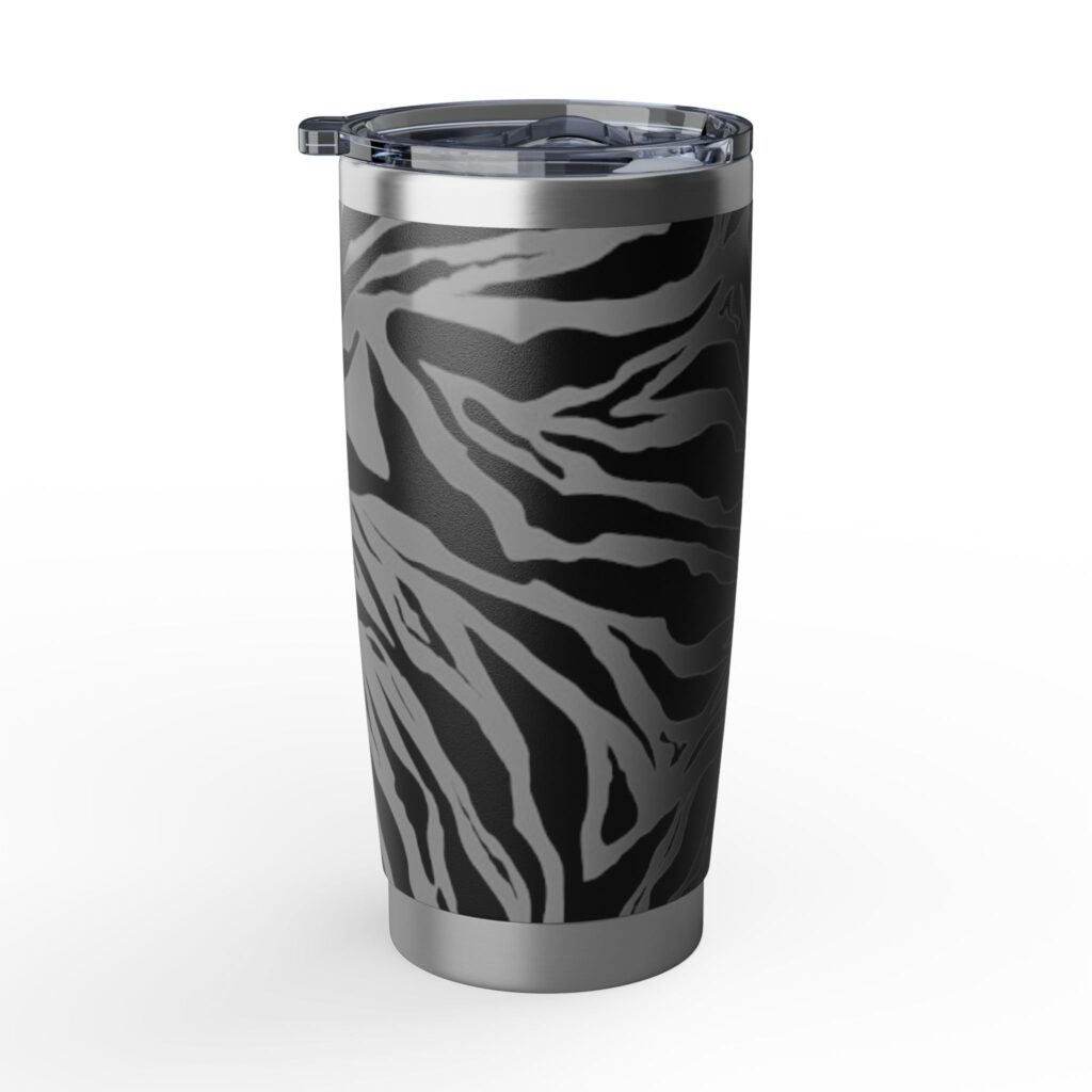 Silver Zebra Stainless Tumbler – 20oz Insulated Travel Cup
