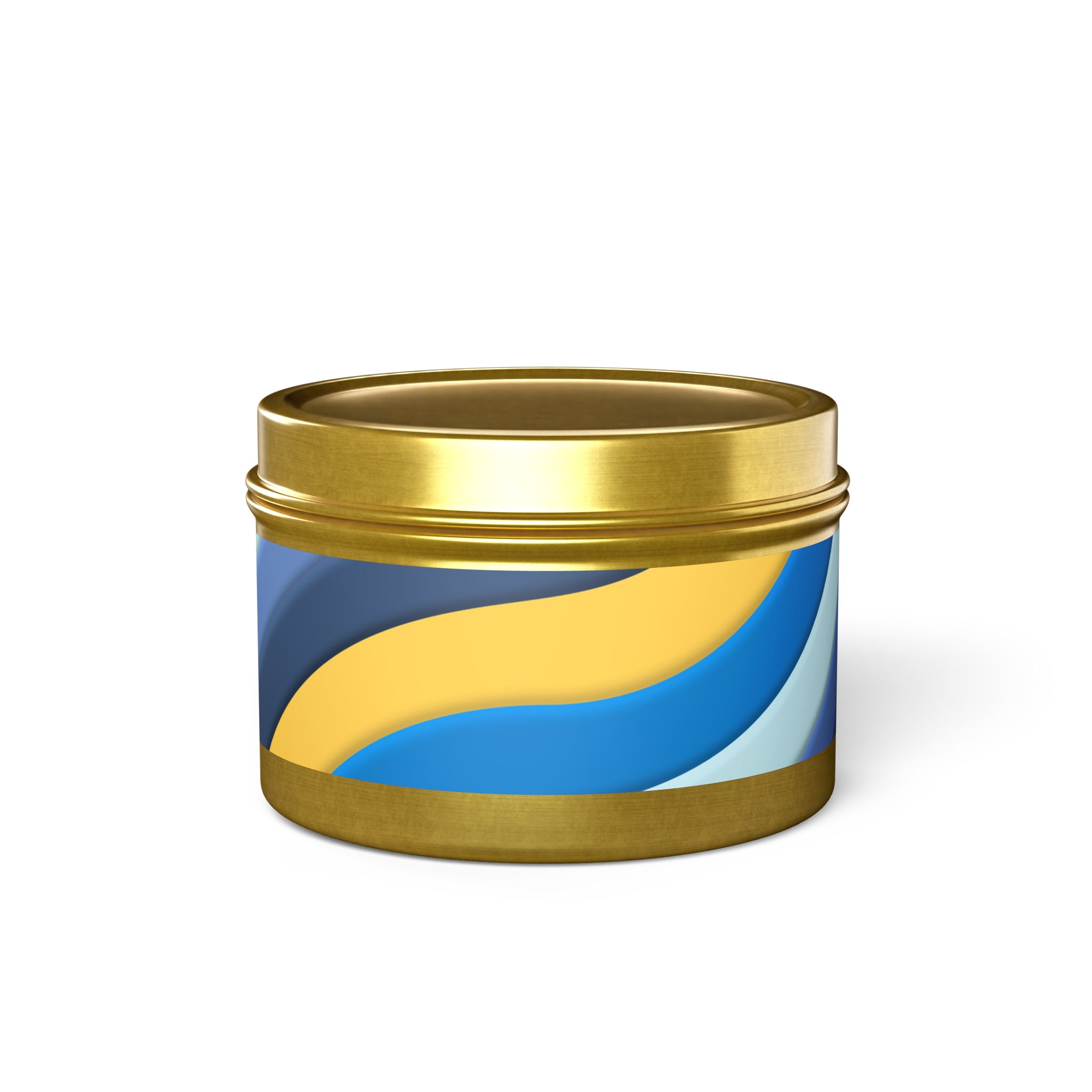 Blue & Gold Wave Tin Candle — Coastal Scented Soy Candle in Travel Tin - Image 131