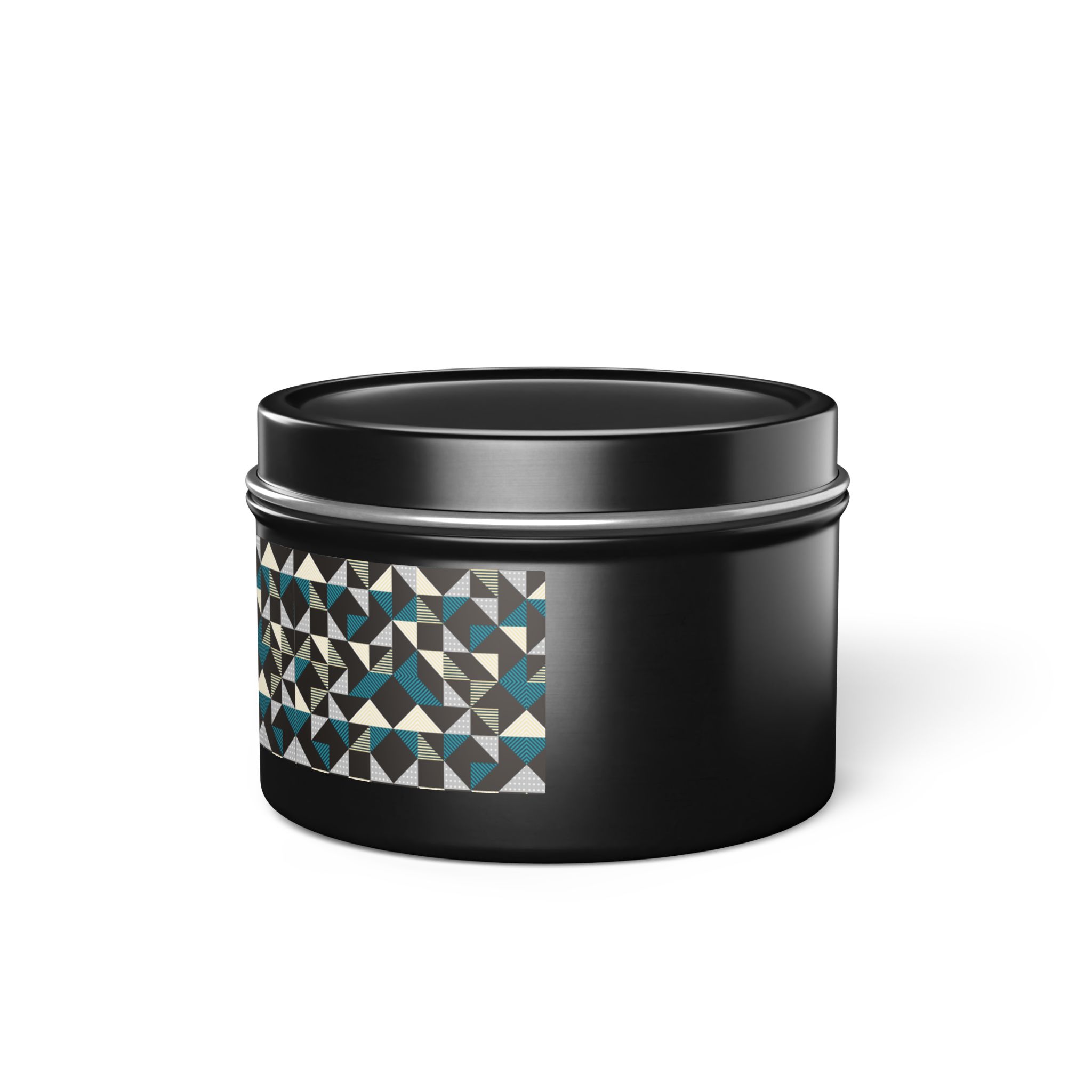 Geometric Triangle Tin Candle — Modern Teal & Grey Scented Candle - Image 57