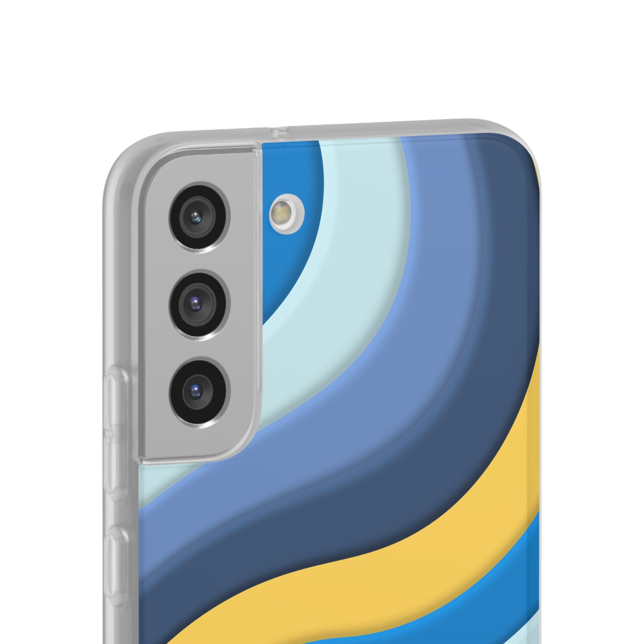 Retro Blue & Yellow Abstract Flexi Case— Wave Pattern Phone Case - Image 38