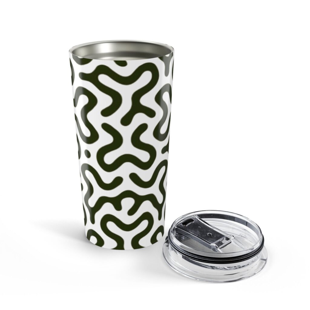 20oz Abstract Olive Pattern Tumbler — Insulated Travel Cup