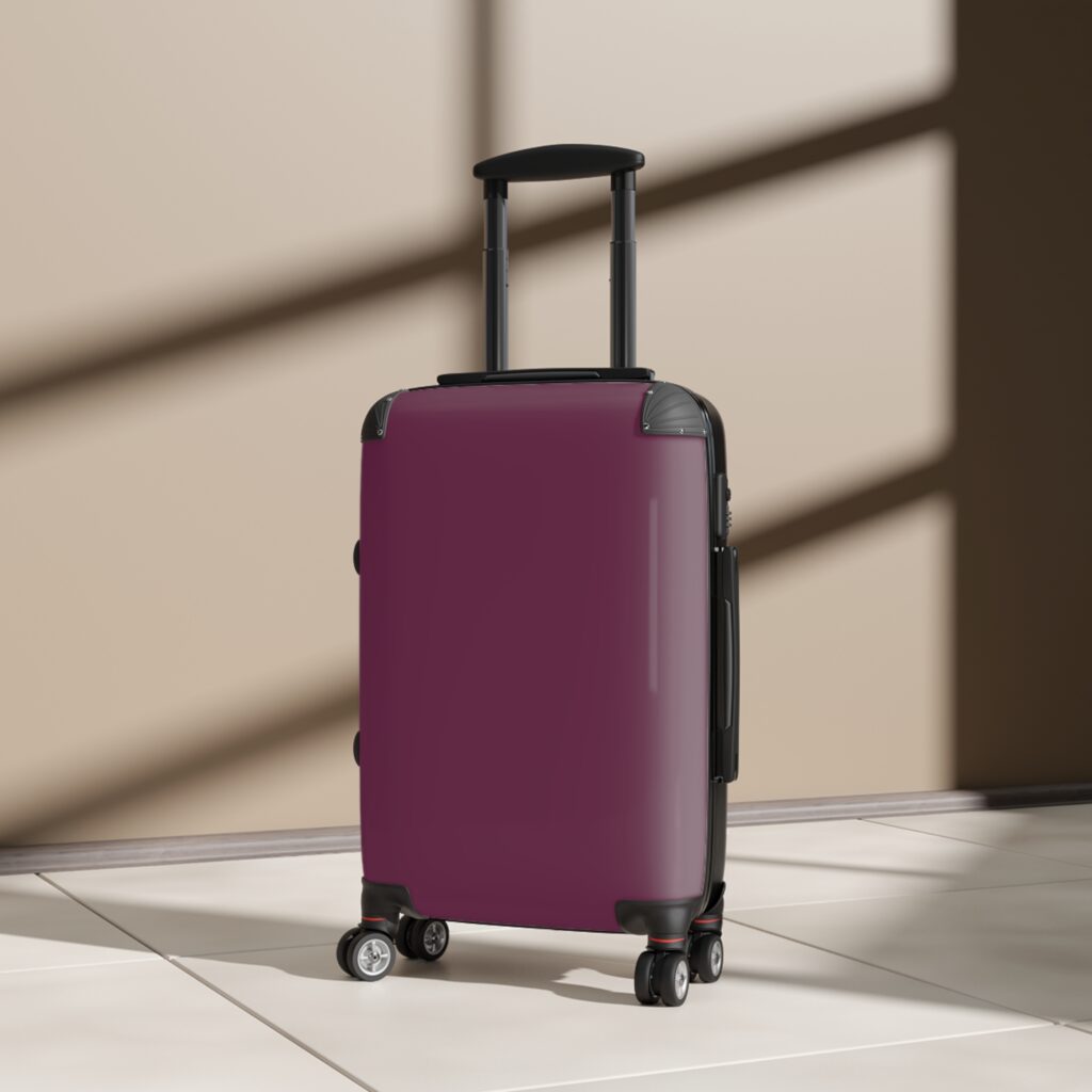 Carry-On Suitcase — Sleek Burgundy & Black Hardshell Luggage