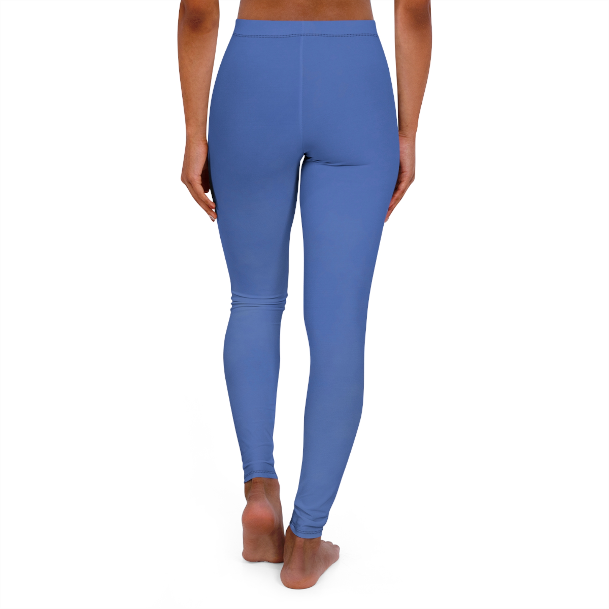 Solid Blue Women's Casual Spandex Leggings - Image 3