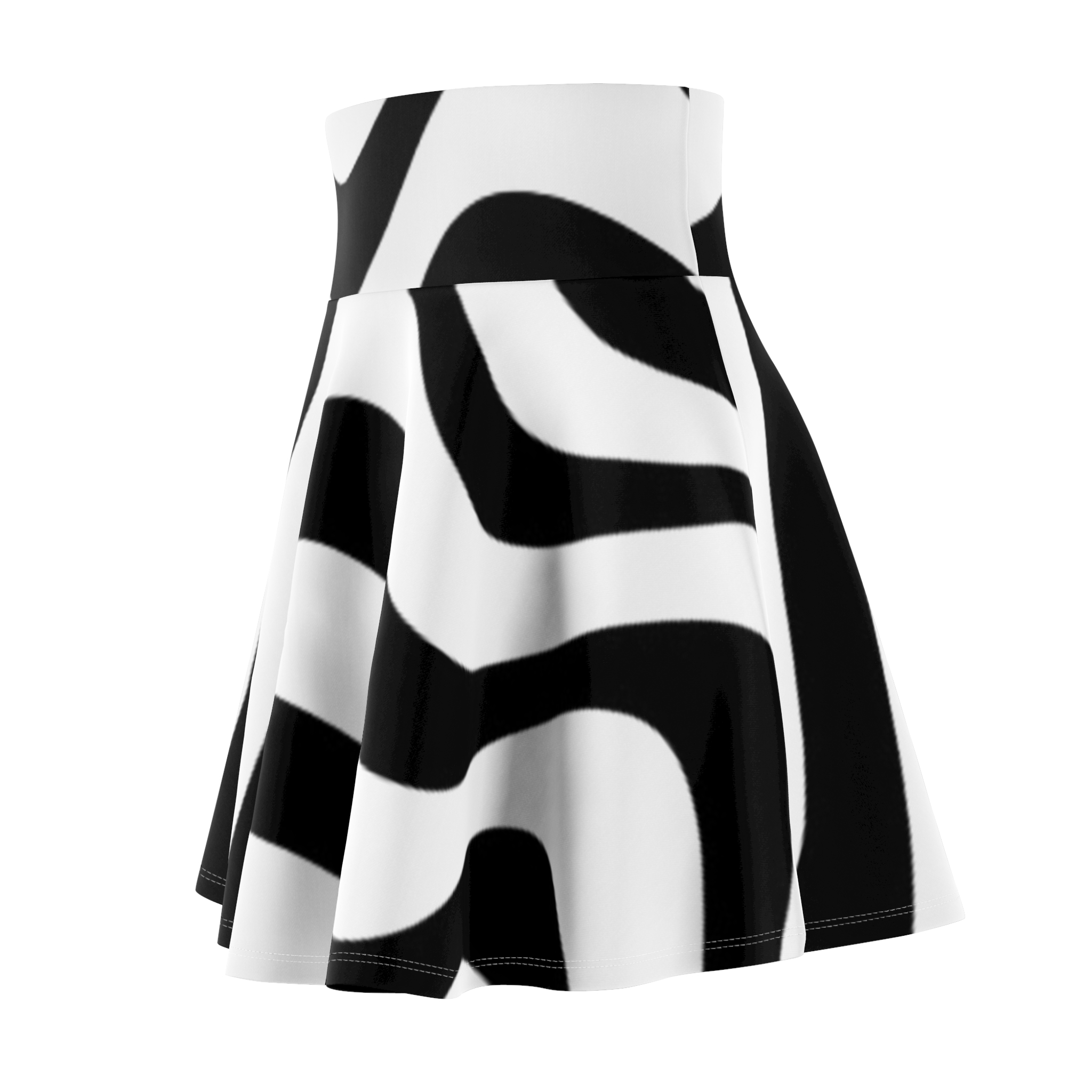 Zebra Print Skater Skirt — Black & White Bold Animal Pattern - Image 4