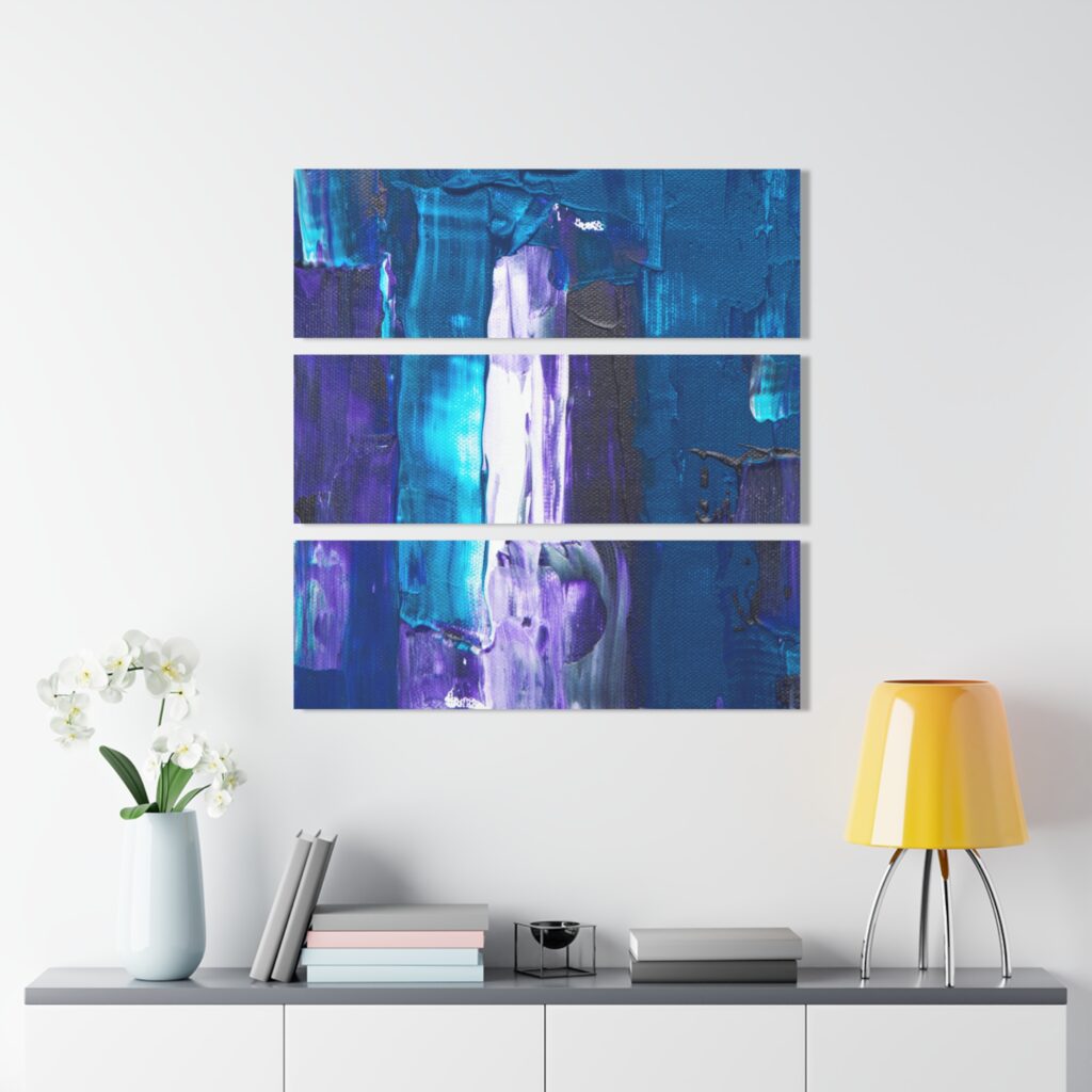Abstract Blue & Purple Triptych Acrylic Wall Art