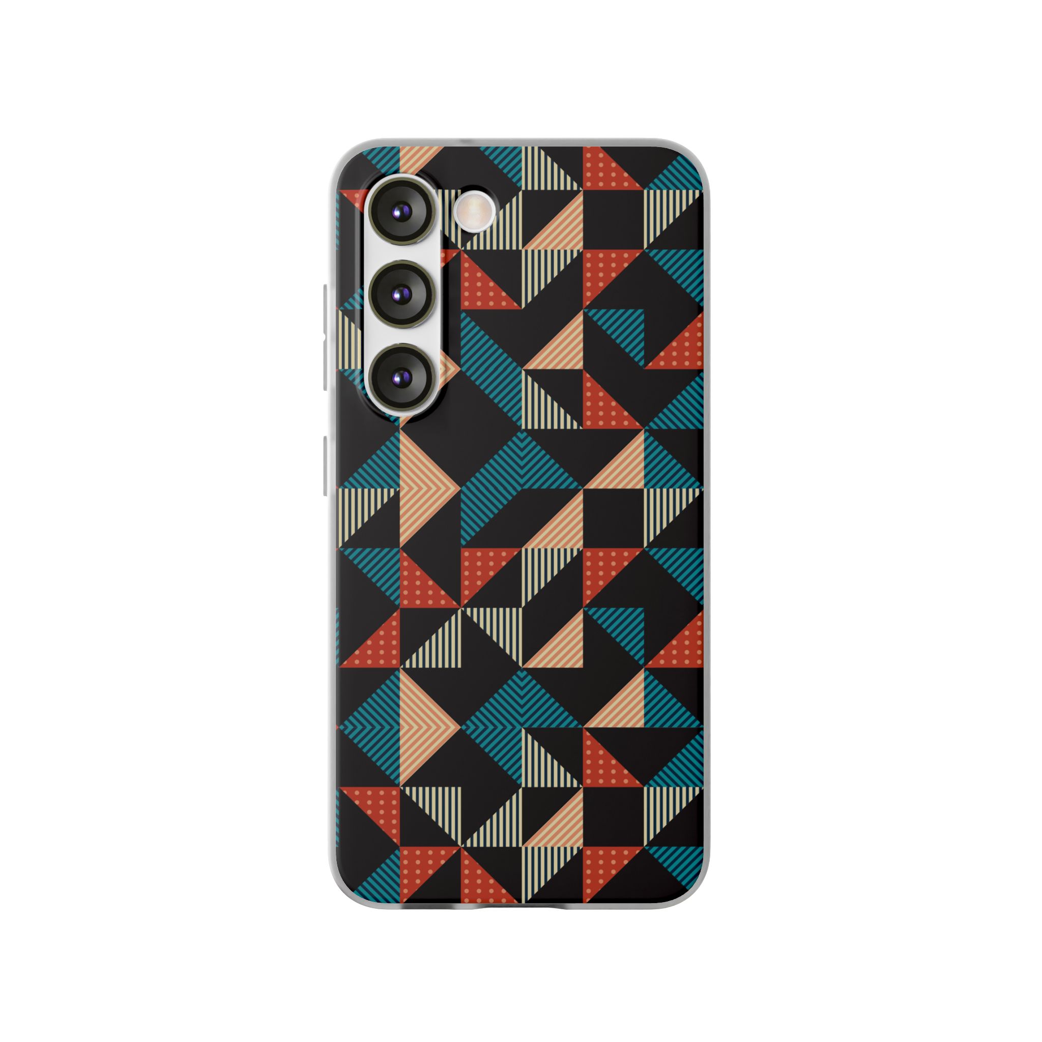 Geometric Retro Triangle Phone Case — Colorful Mid-Century Pattern Flexi Case - Image 55