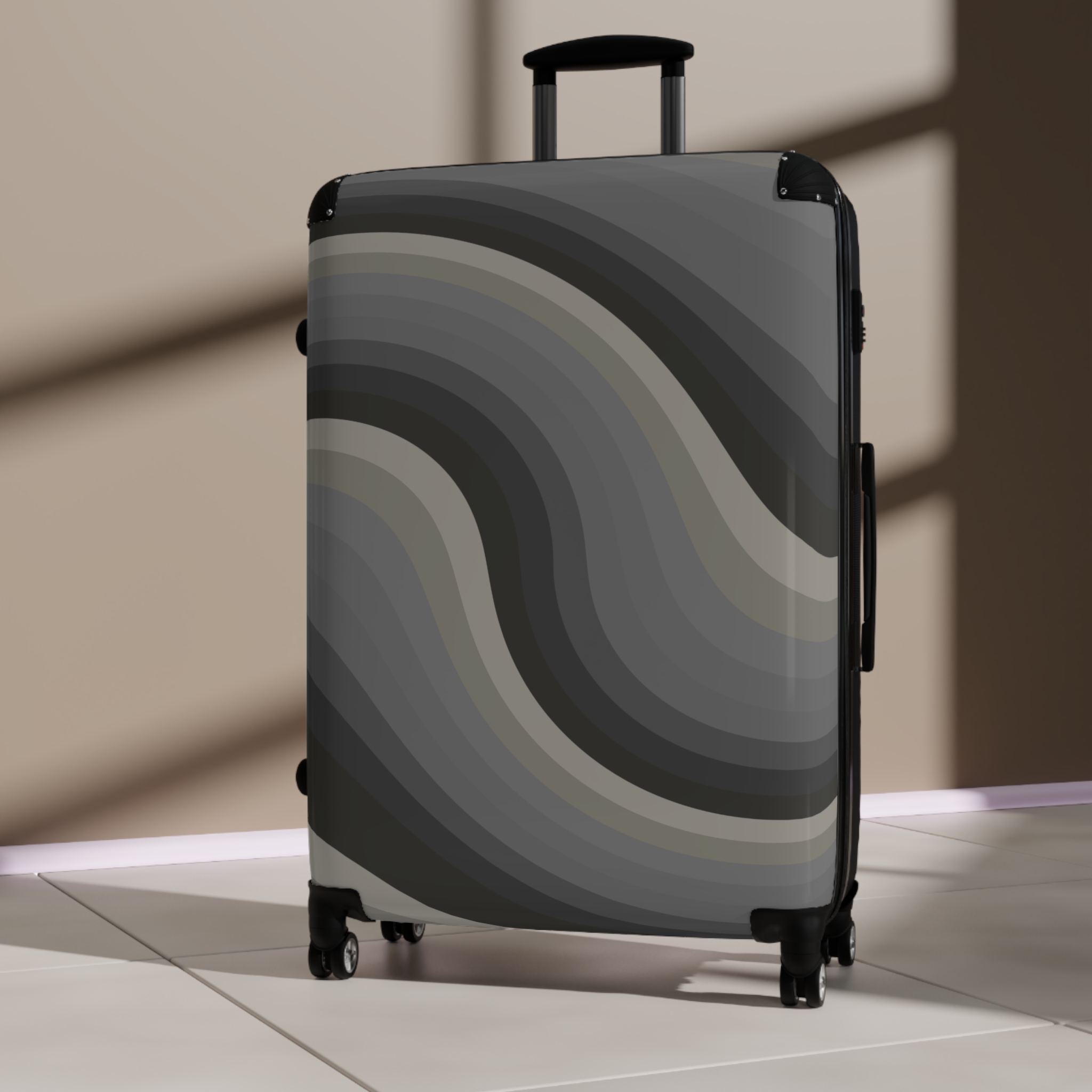 Gray Swirl Carry-On Suitcase — Modern Abstract Travel Luggage - Image 12