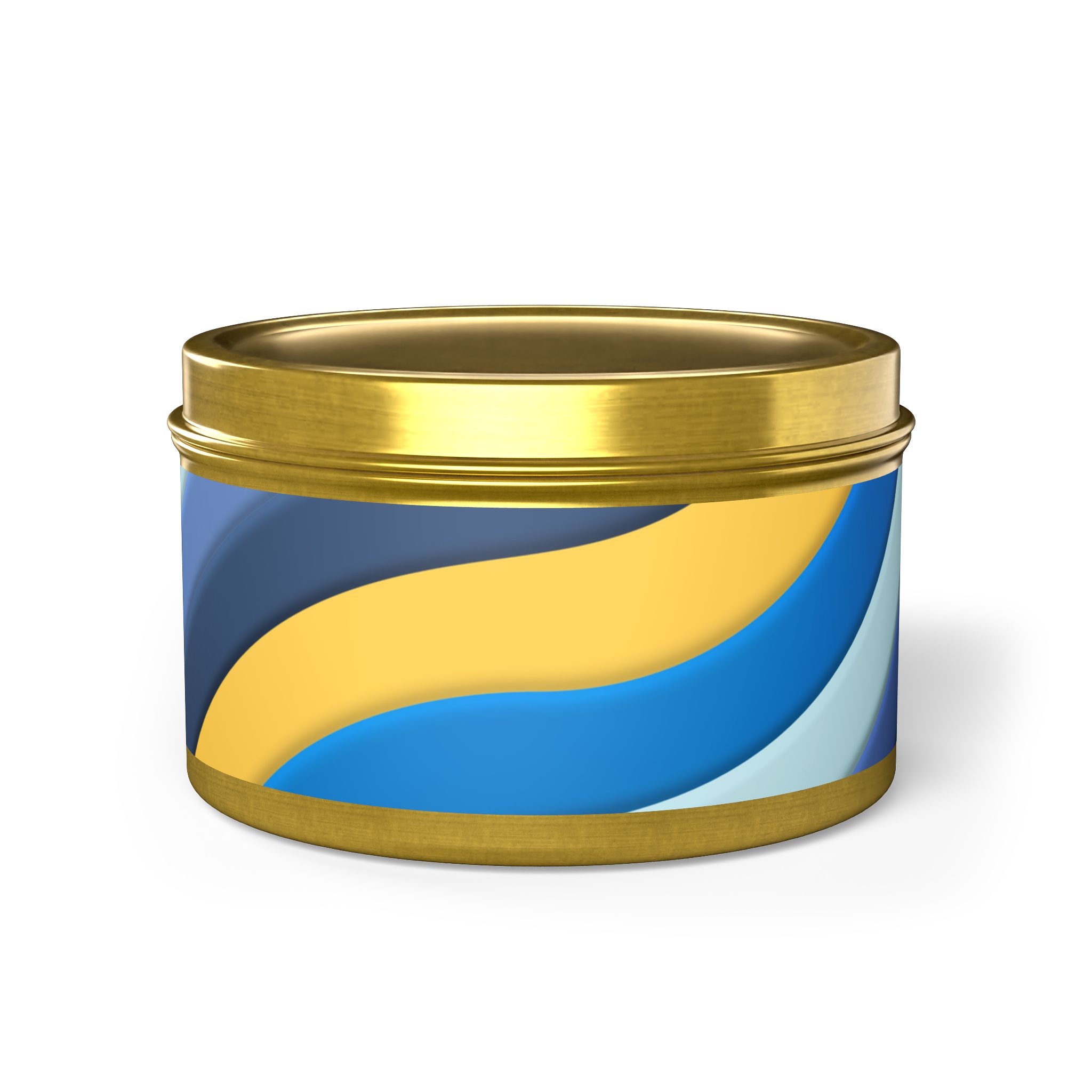 Blue & Gold Wave Tin Candle — Coastal Scented Soy Candle in Travel Tin - Image 46
