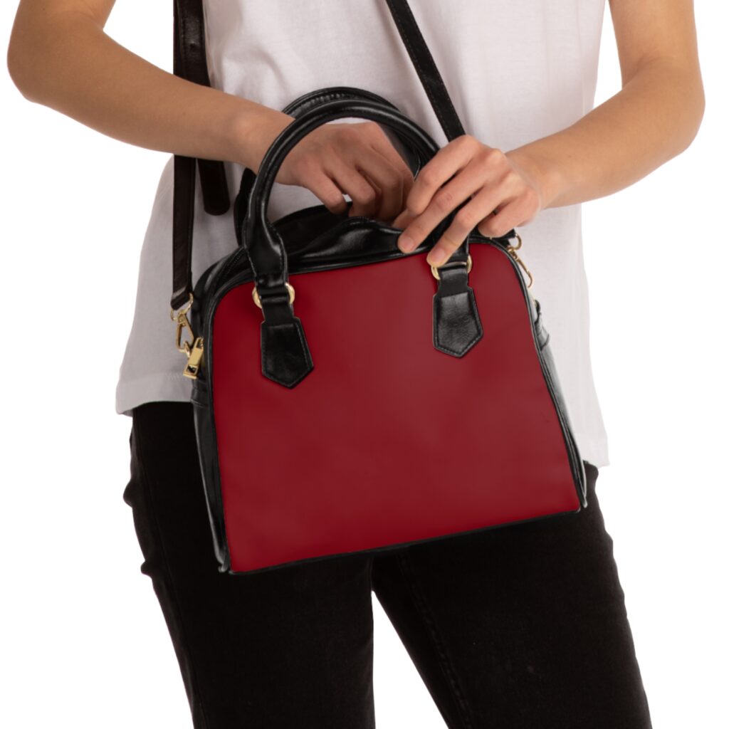 Two-tone Red and Black Shoulder Handbag