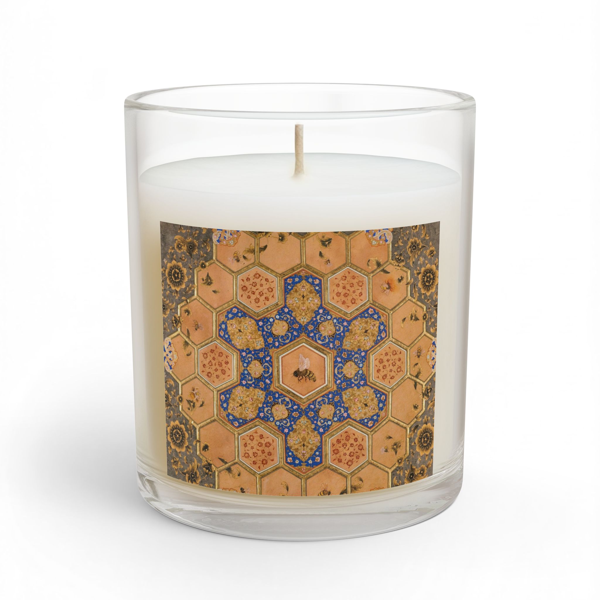 Moroccan Tile Pattern Glass Candle — 11oz Decorative Scented Candle