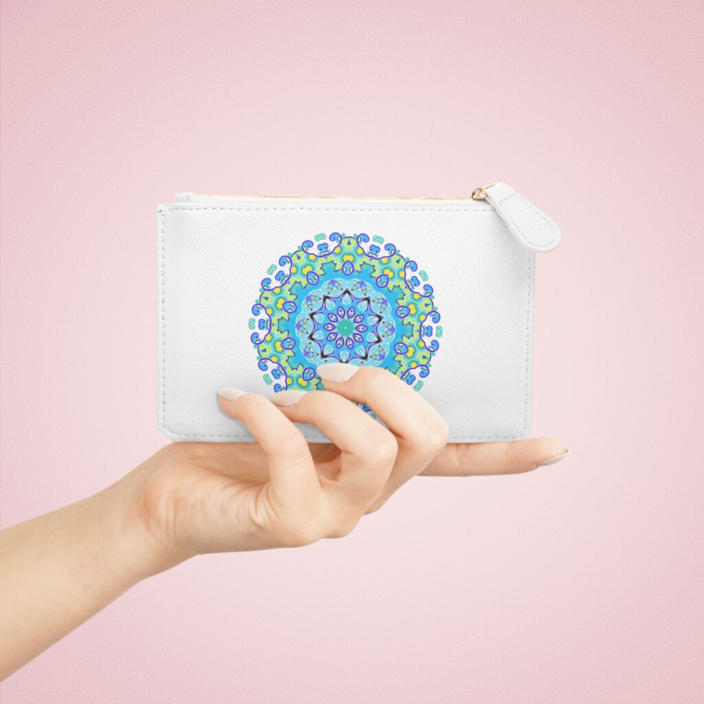 Blue Green Mandala Mini Clutch — Small Zipper Cosmetic Pouch