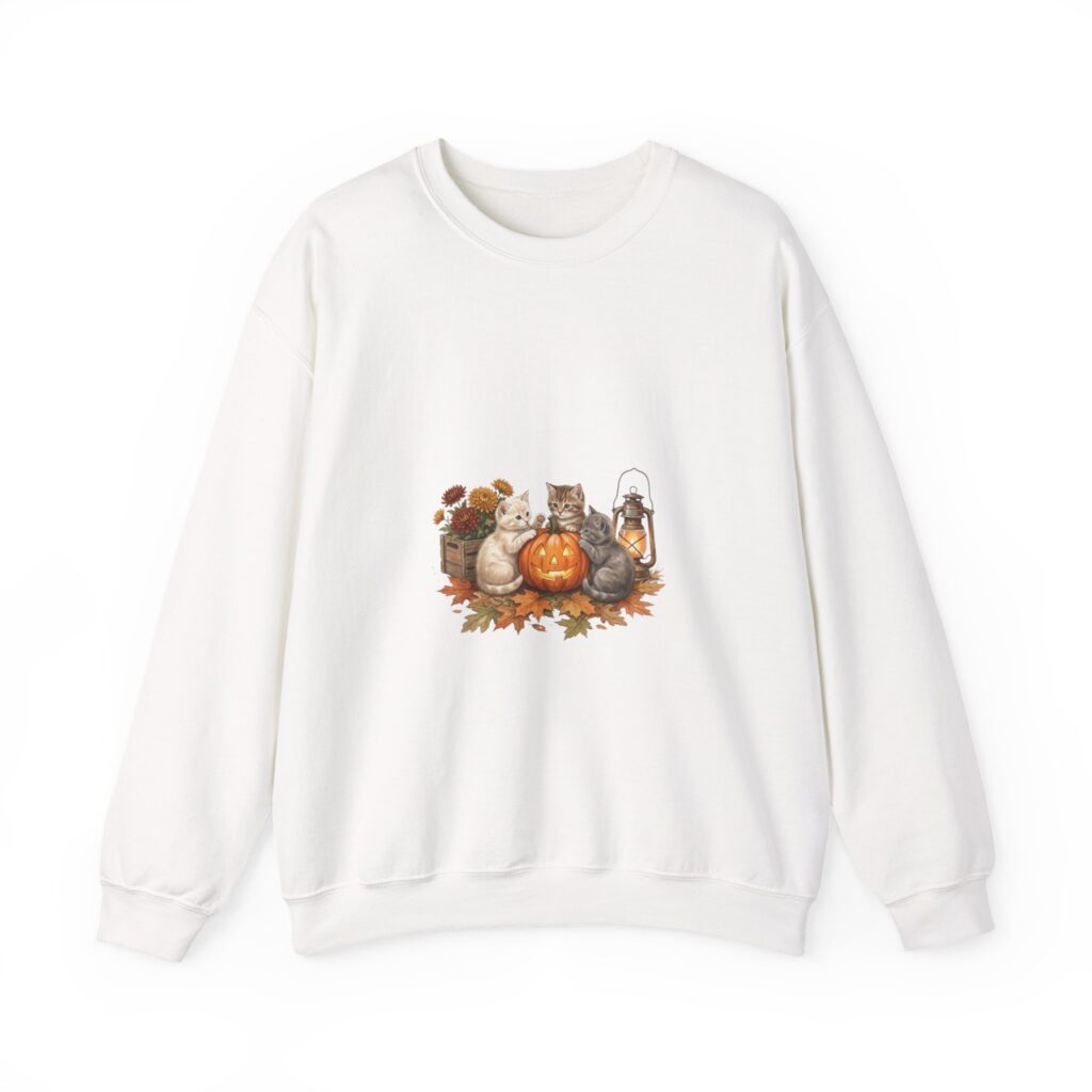 Pumpkin Patch Cats Crewneck Sweatshirt | Autumn Leaves, Harvest Pumpkin Season