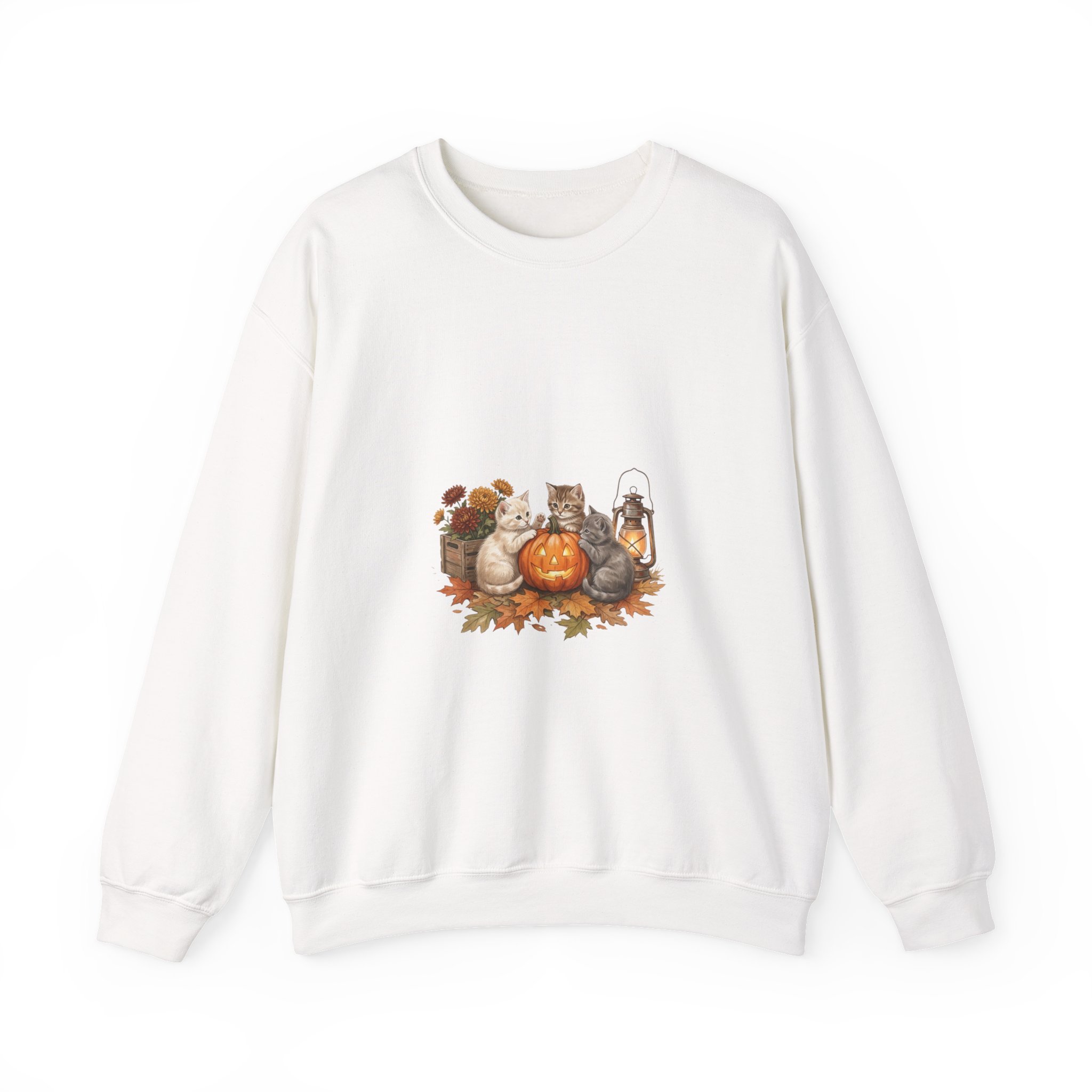 Pumpkin Patch Cats Crewneck Sweatshirt | Autumn Leaves, Harvest Pumpkin Season