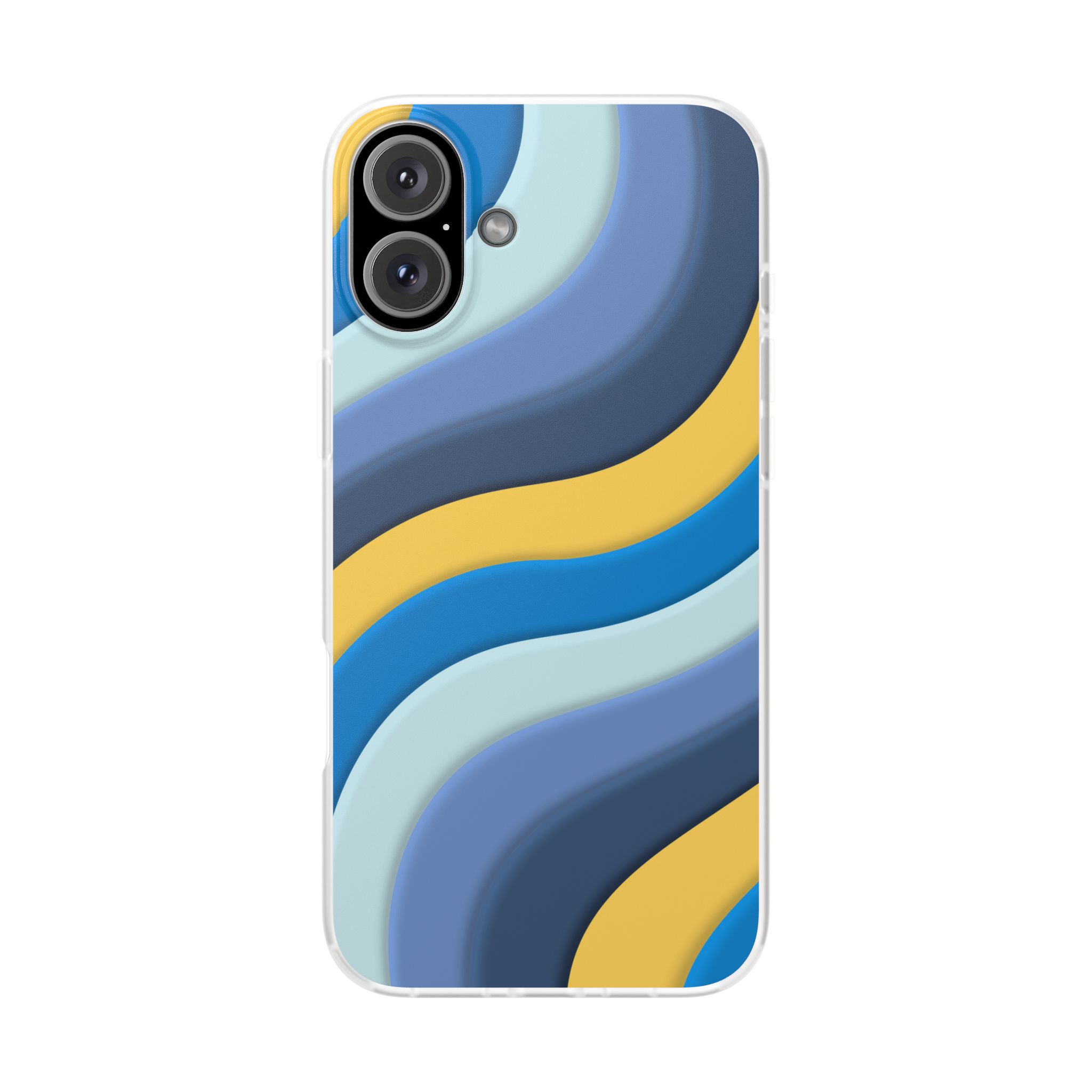 Retro Blue & Yellow Abstract Flexi Case— Wave Pattern Phone Case - Image 92