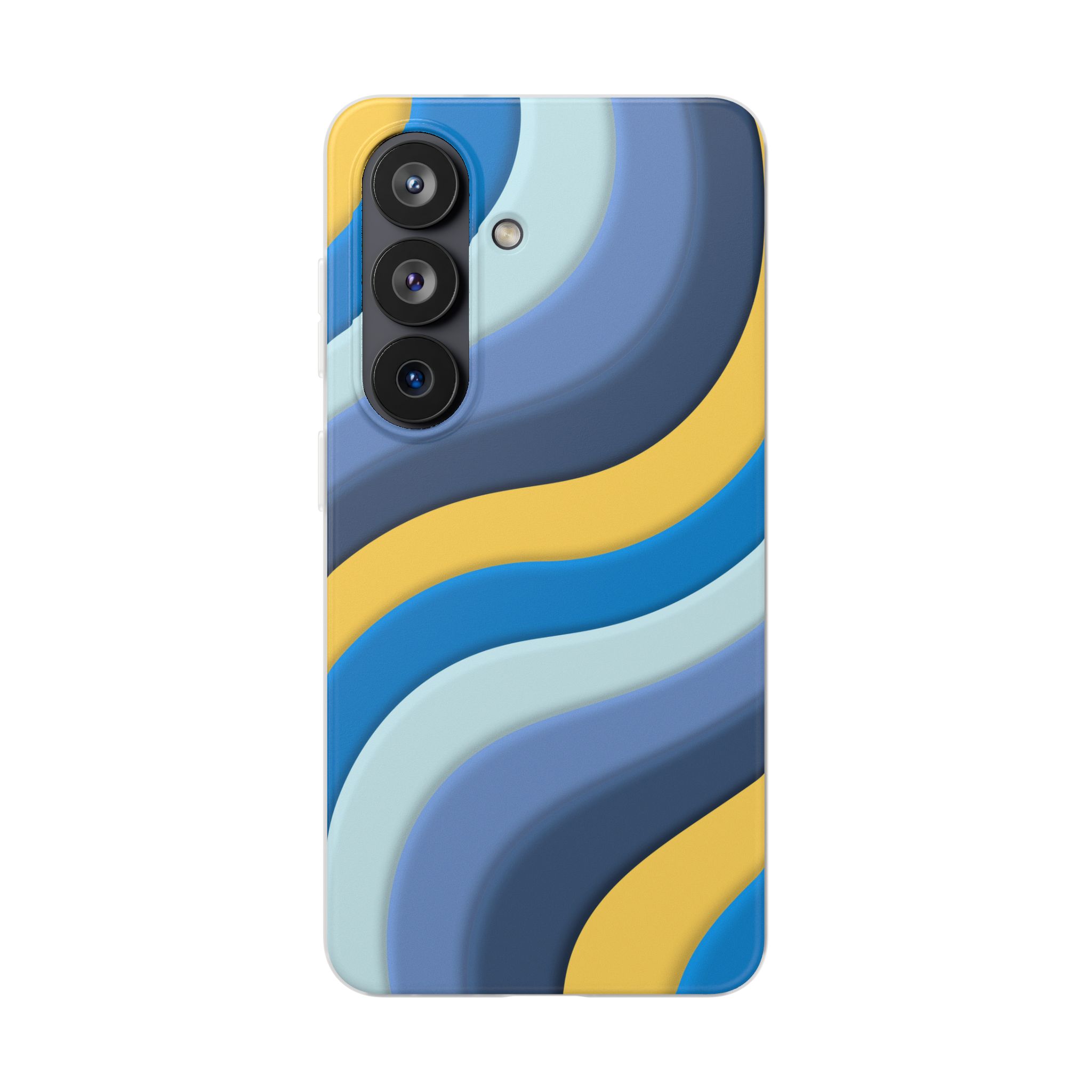Retro Blue & Yellow Abstract Flexi Case— Wave Pattern Phone Case - Image 108