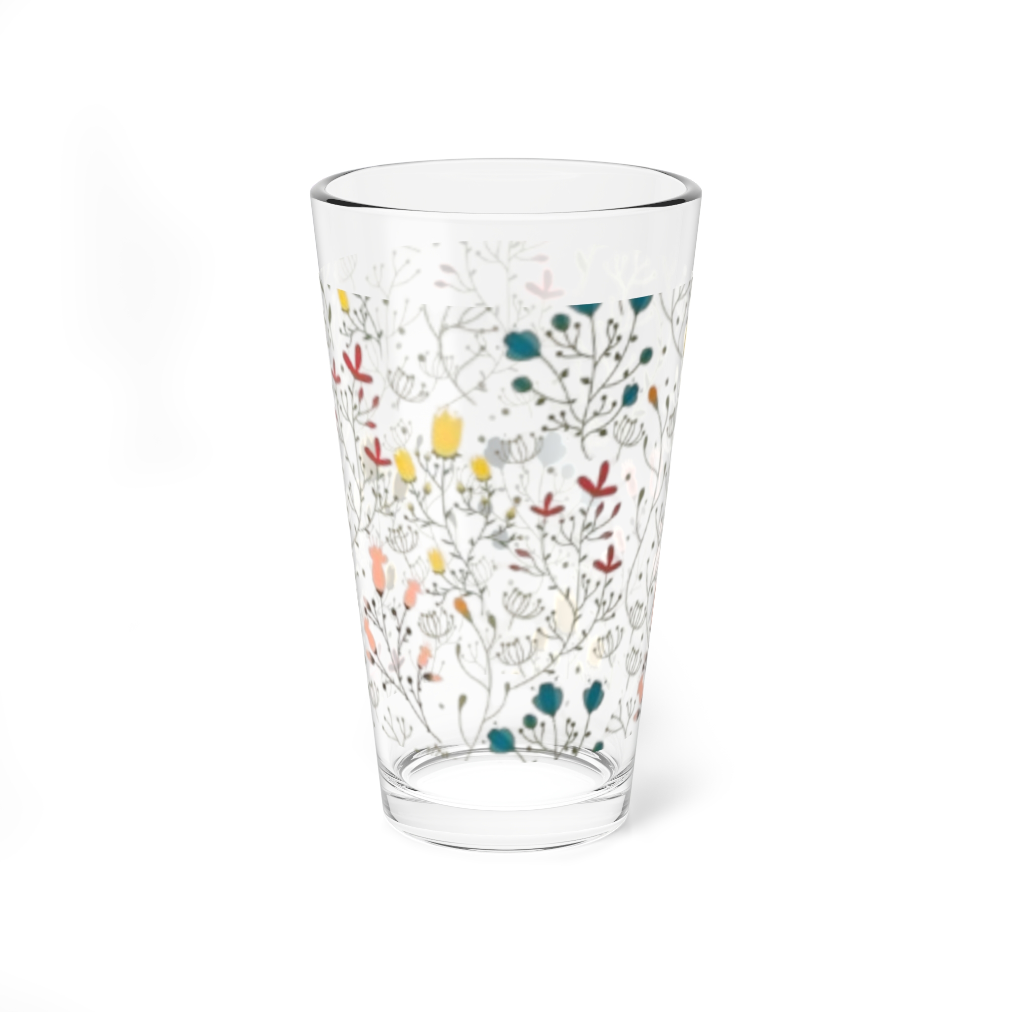 Blue Floral Mixing Glass — 16oz Decorative Bar Glass - Image 5
