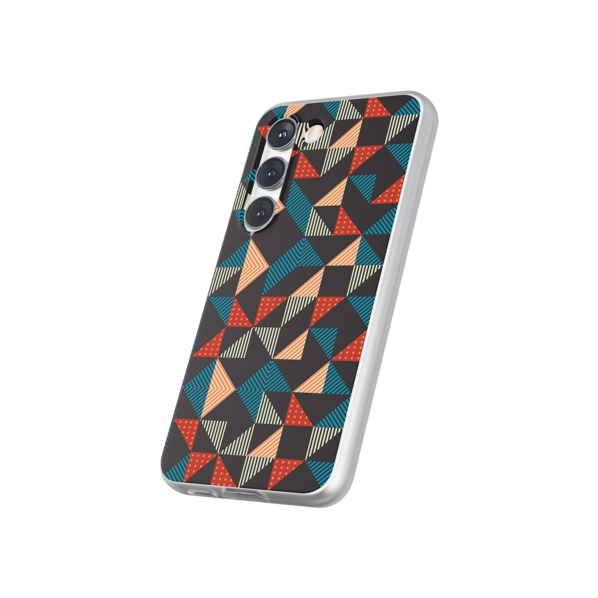 Geometric Retro Triangle Phone Case — Colorful Mid-Century Pattern Flexi Case - Image 58