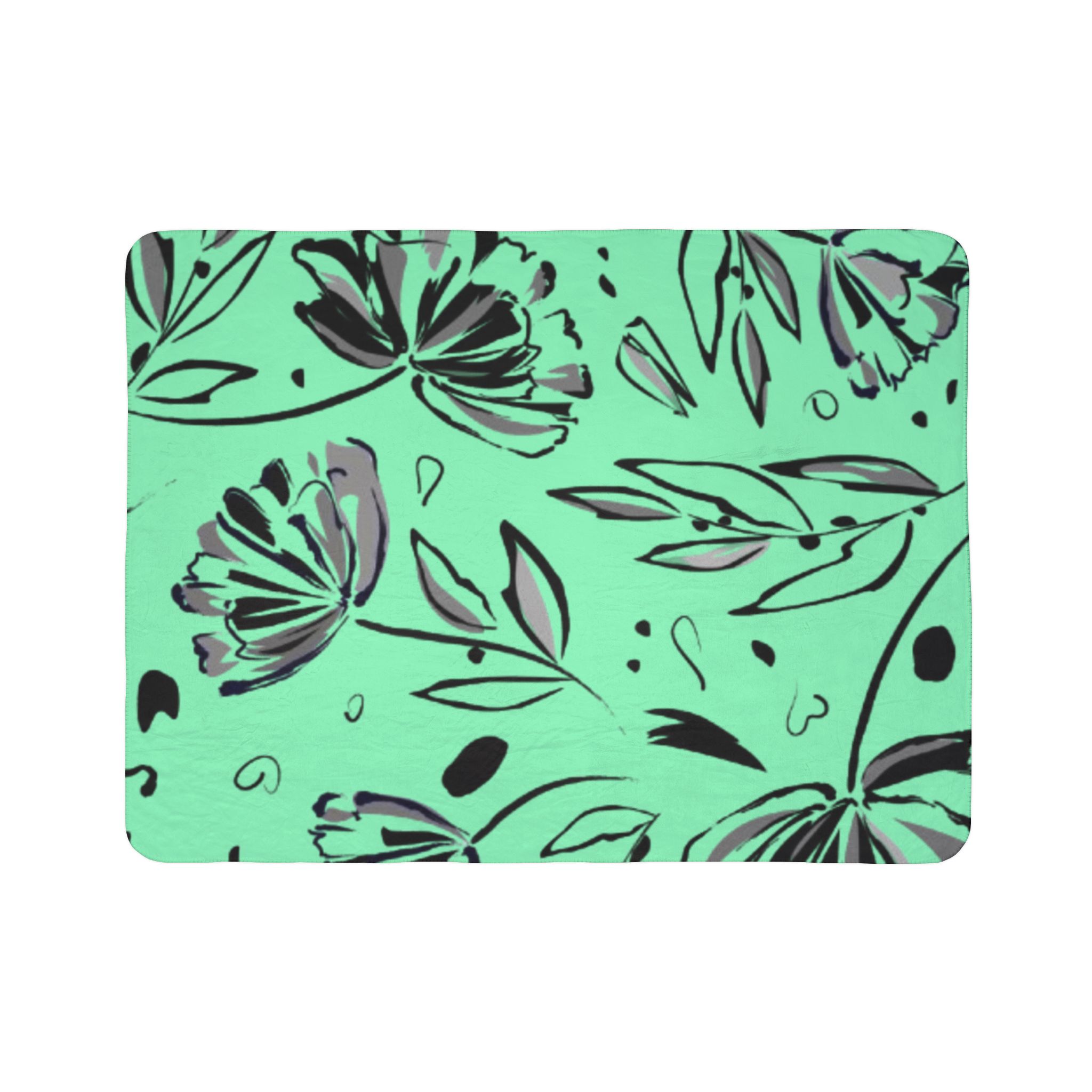 Mint Floral Fleece Sherpa Blanket – Cozy Floral Throw for Home & Gifts - Image 12