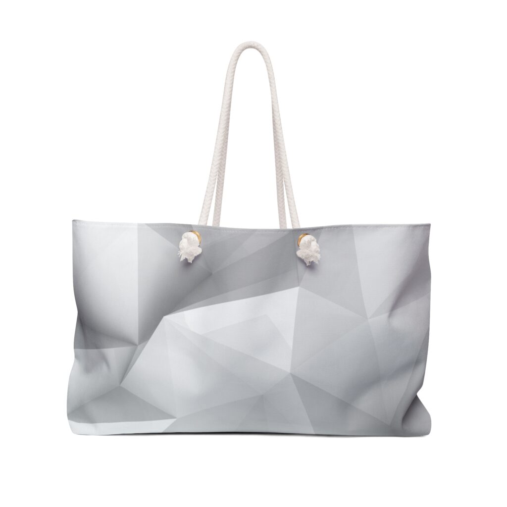 Geometric Gray Weekender Bag — Minimal Abstract Travel Tote