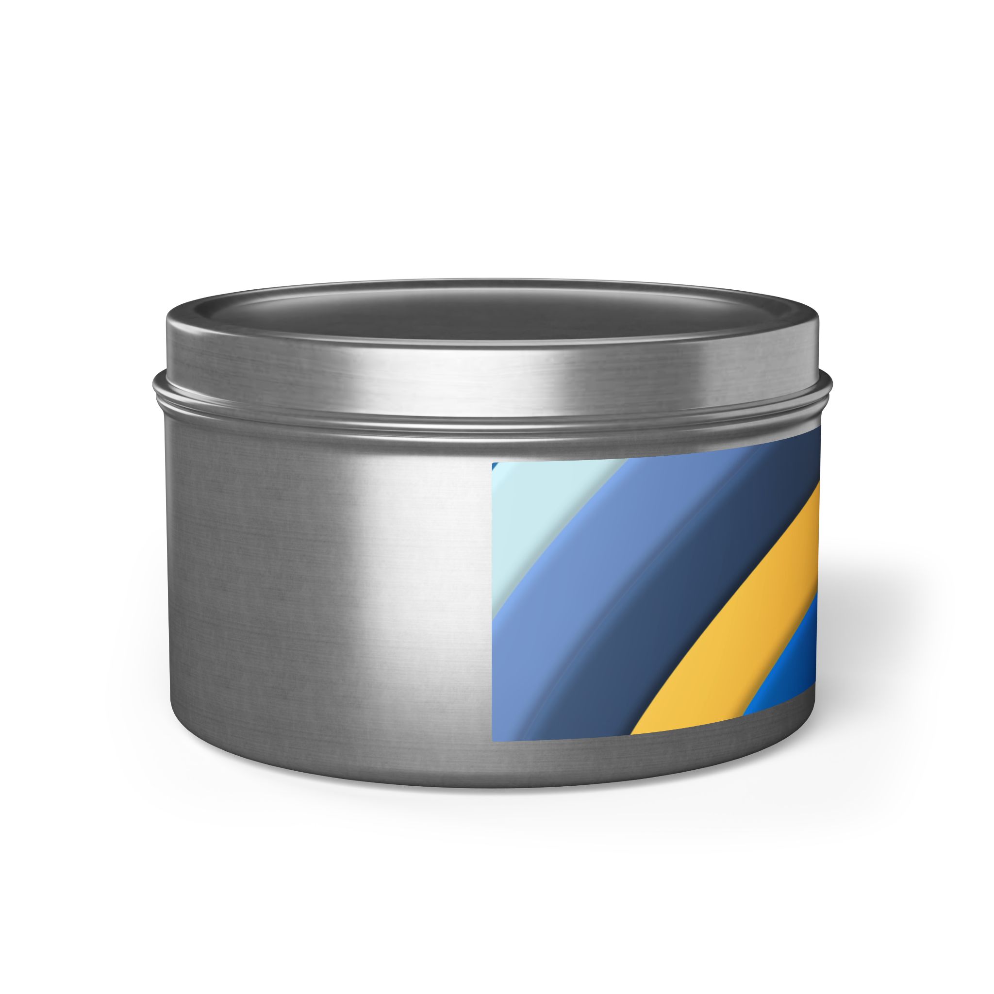 Blue & Gold Wave Tin Candle — Coastal Scented Soy Candle in Travel Tin - Image 117