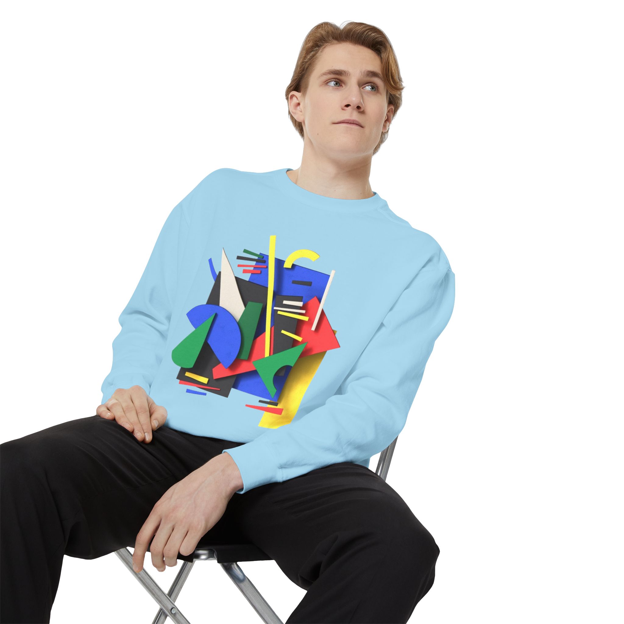 Abstract Geometric Crewneck Sweatshirt — Colorful 80s Retro Art Design - Image 60