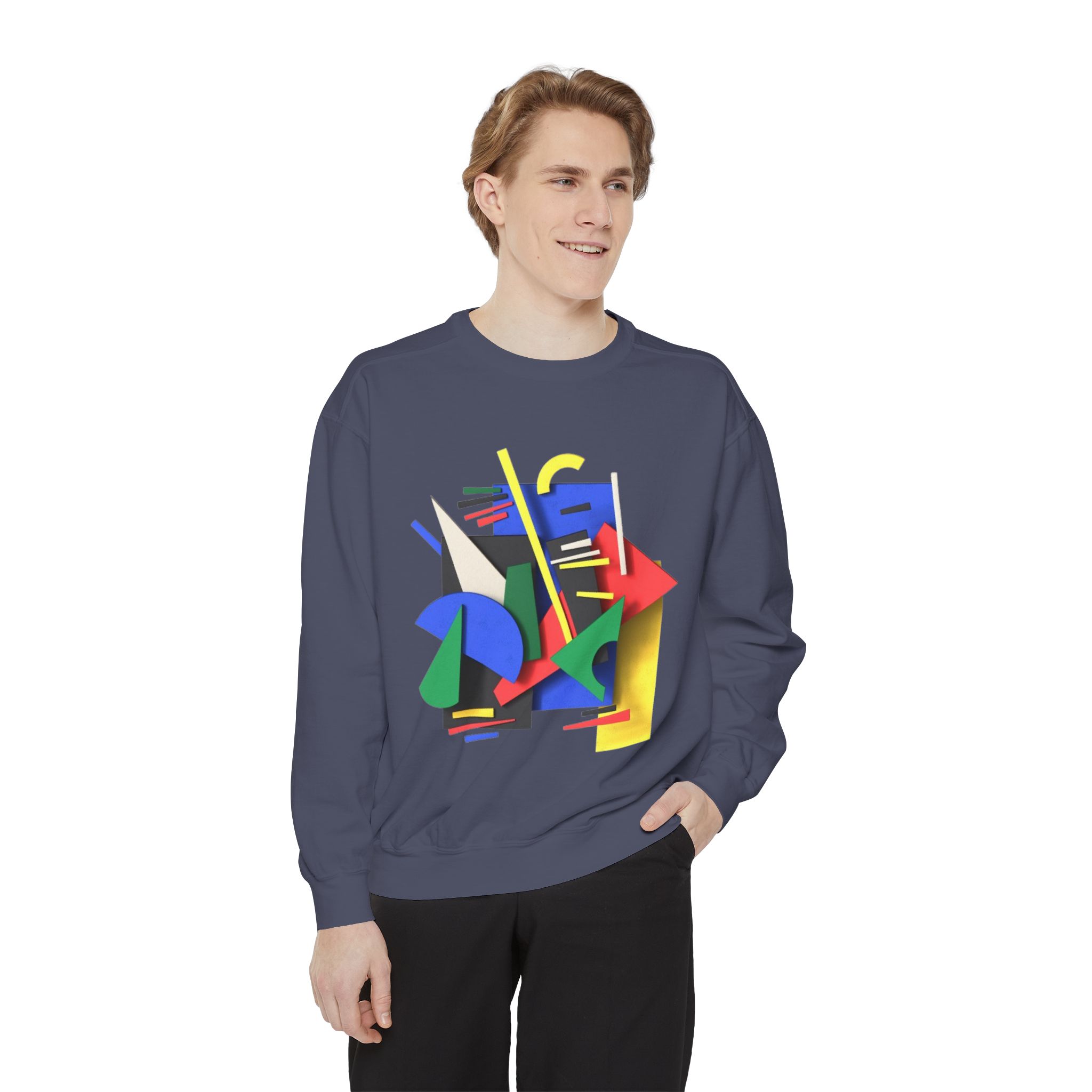 Abstract Geometric Crewneck Sweatshirt — Colorful 80s Retro Art Design - Image 75