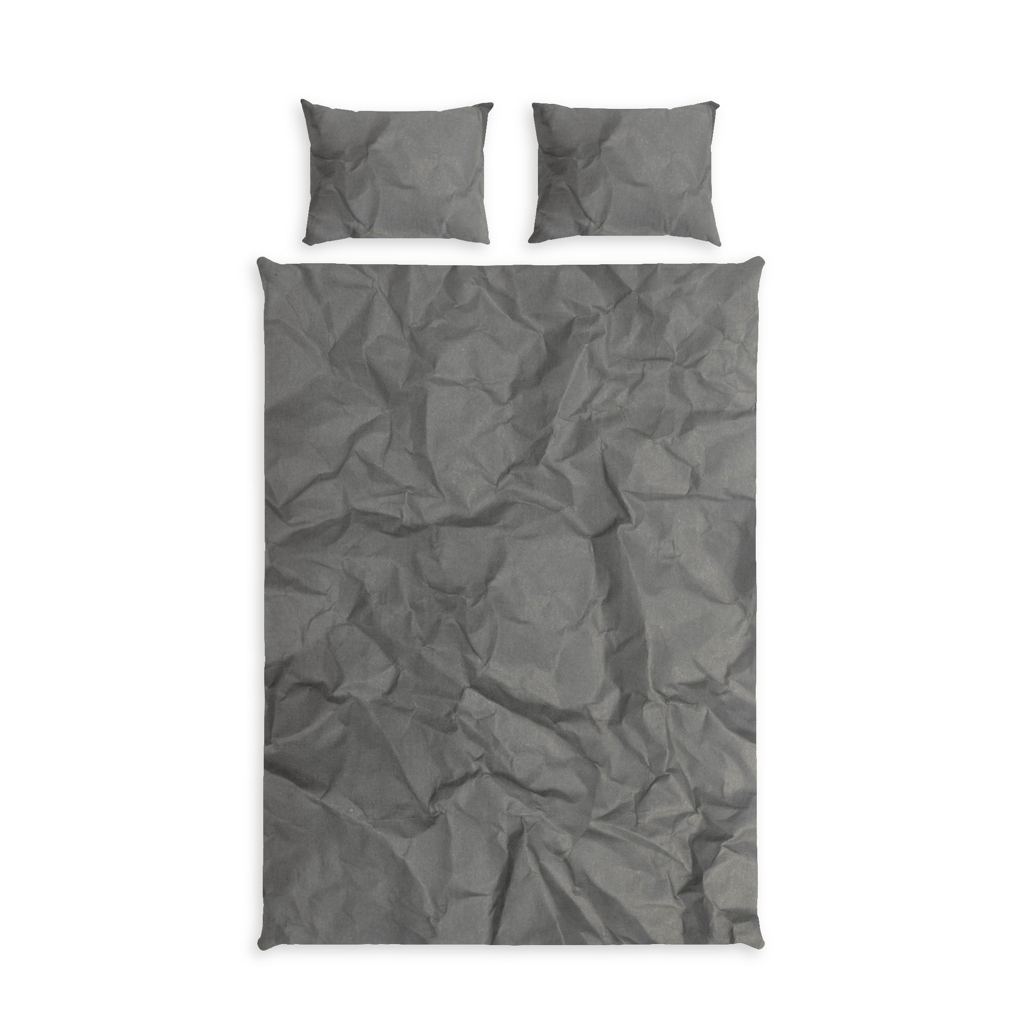 Wrinkled Charcoal Cotton Duvet Set — Modern Minimal Bedding