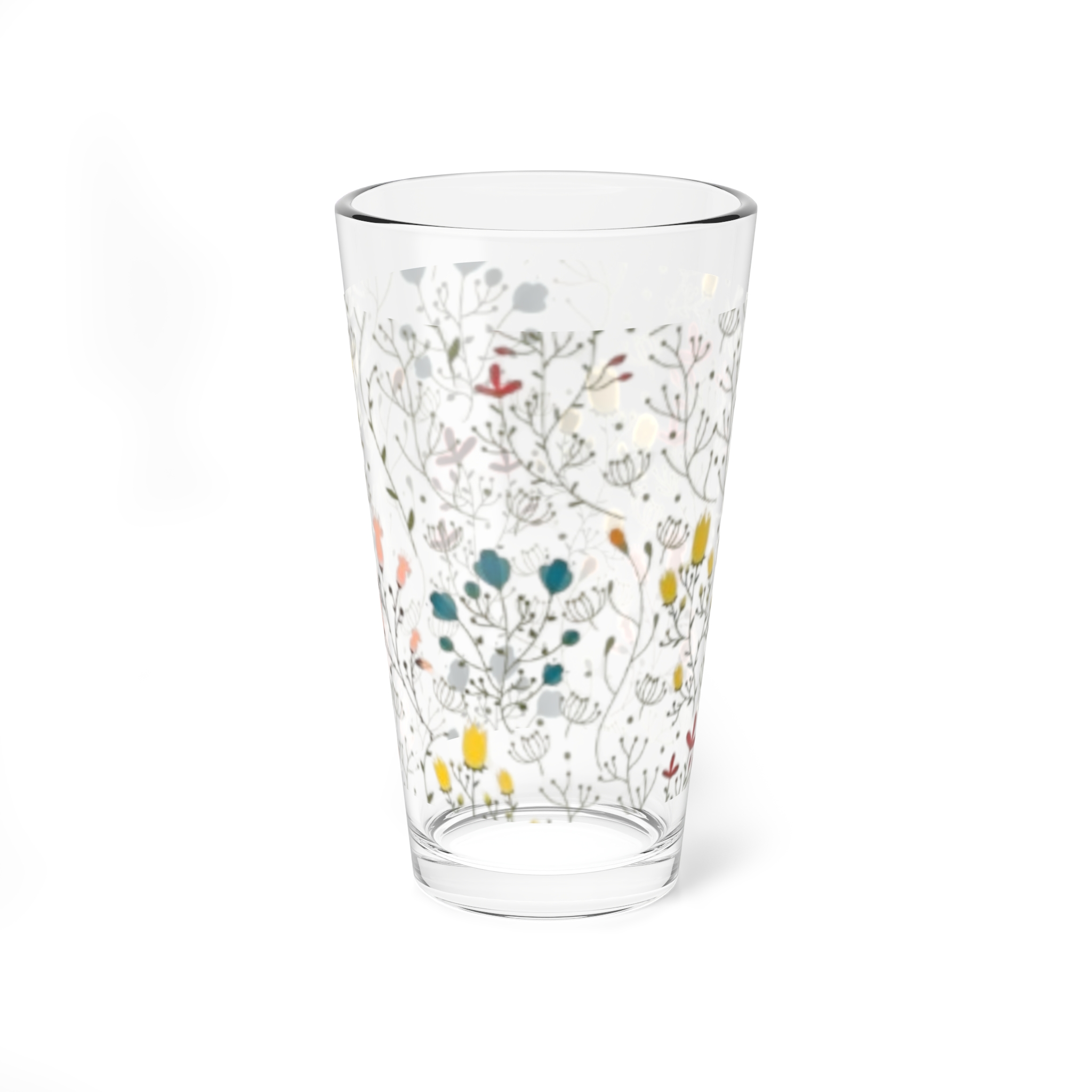 Blue Floral Mixing Glass — 16oz Decorative Bar Glass - Image 3