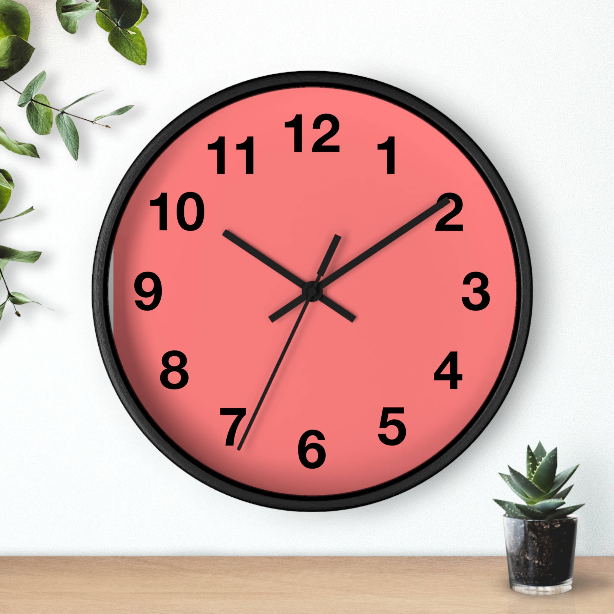 Coral Minimal Wall Clock — Modern Numeric Home & Office Clock - Image 6