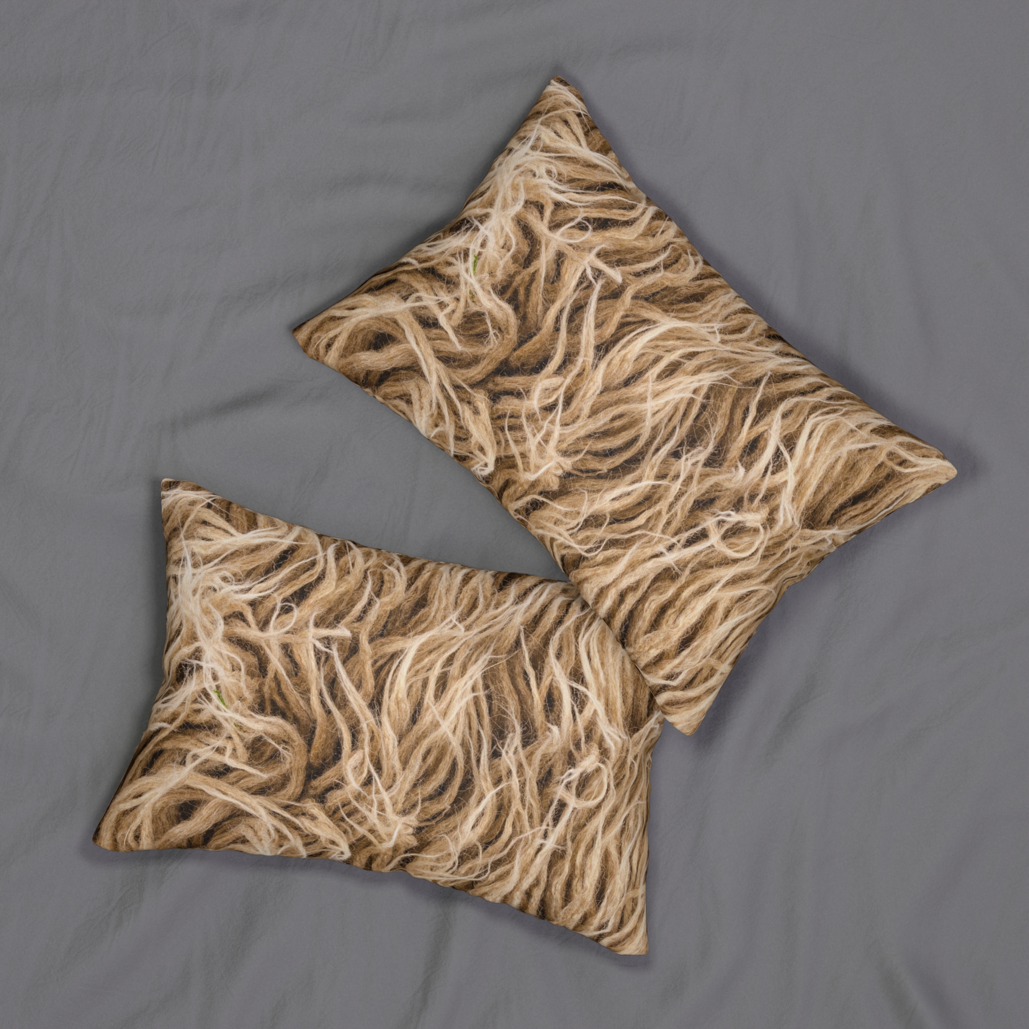Shaggy Texture Lumbar Pillow — Faux Fur Rope Print Decorative Pillow - Image 5
