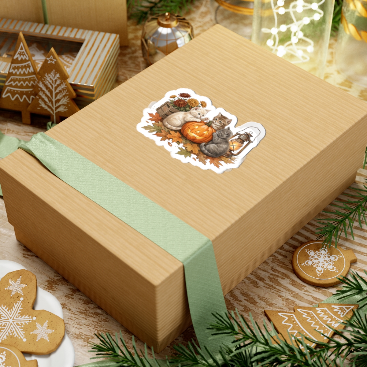 Pumpkin Season Kitten and Jack-o'-Lantern Sticker | Fall Autumn Kiss-Cut - Image 9