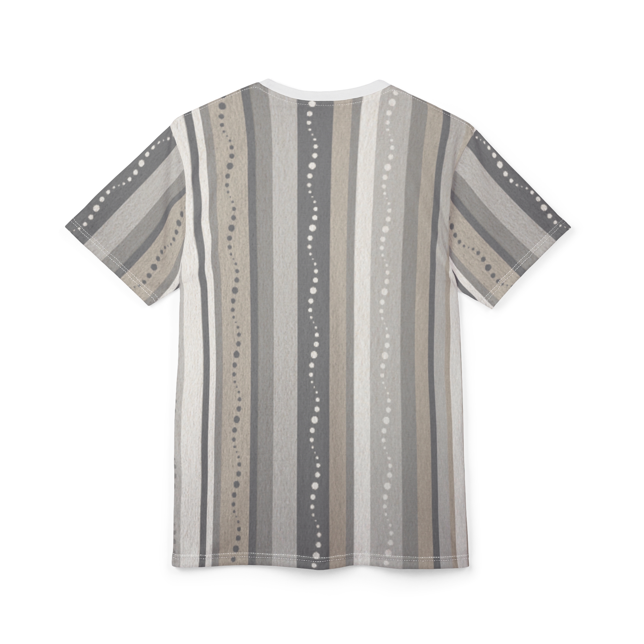 Neutral Striped Pattern Tee — Beige & Gray All-Over Print - Image 5