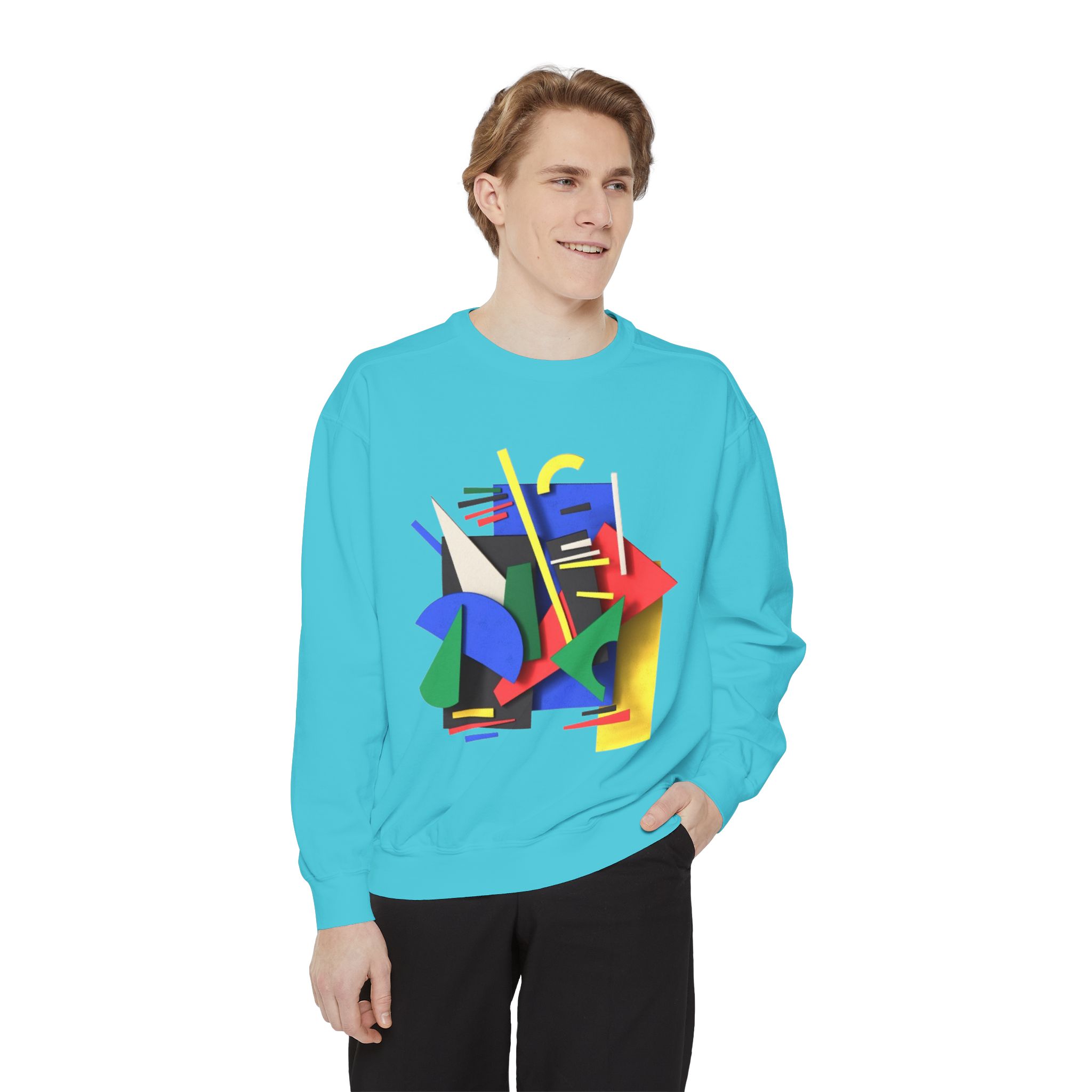 Abstract Geometric Crewneck Sweatshirt — Colorful 80s Retro Art Design - Image 51