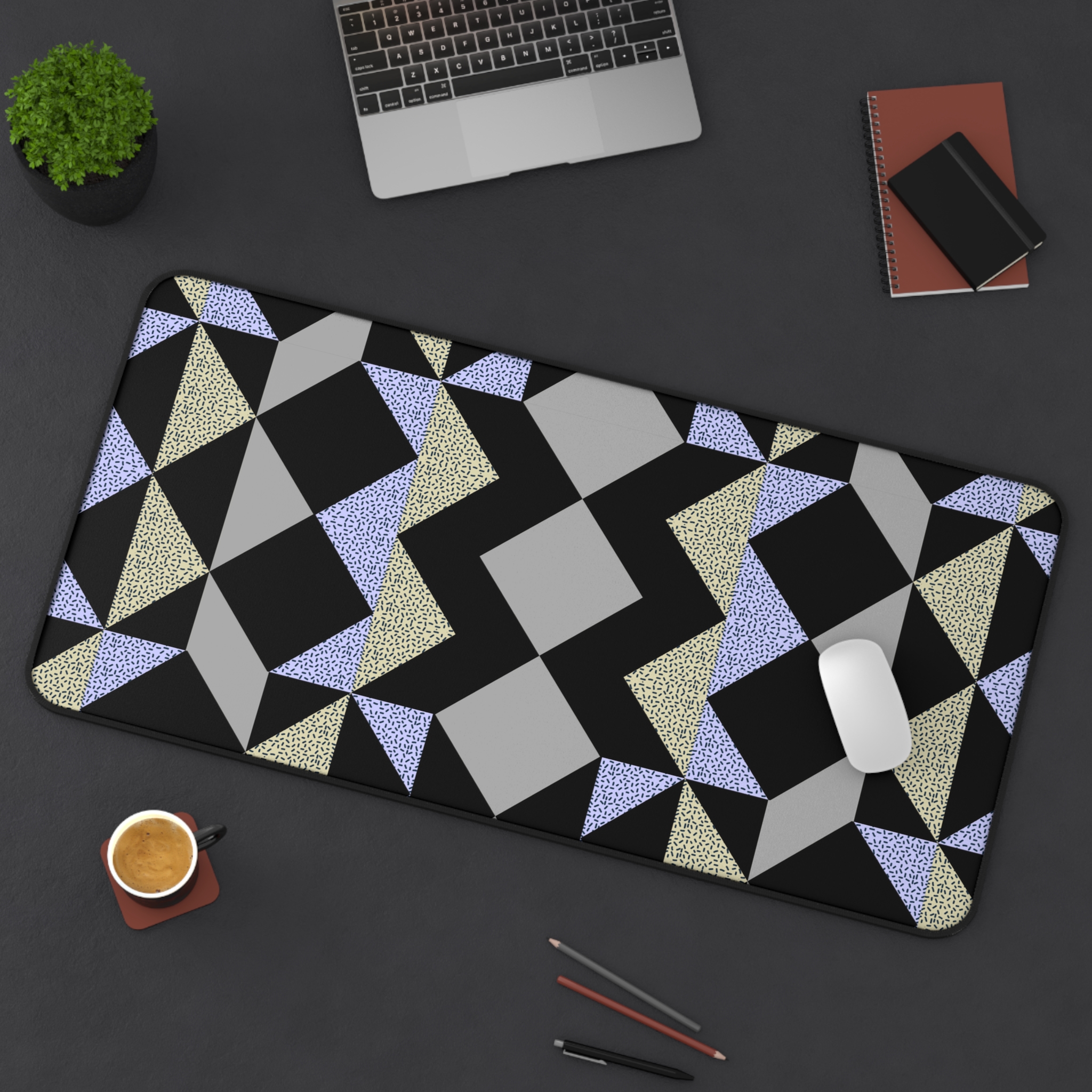 Geometric Glam Desk Mat — Modern Black & Silver Pattern - Image 12