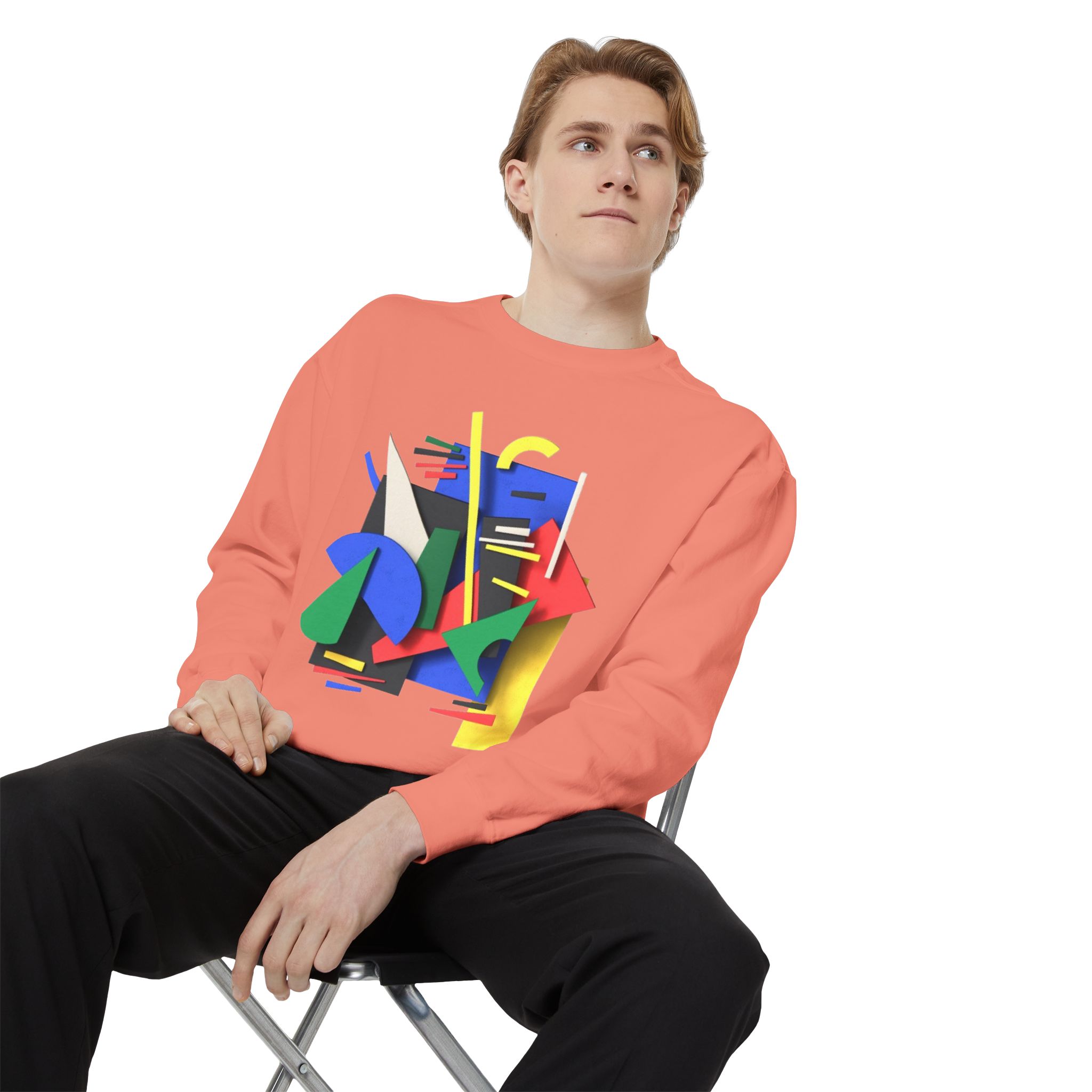 Abstract Geometric Crewneck Sweatshirt — Colorful 80s Retro Art Design - Image 18
