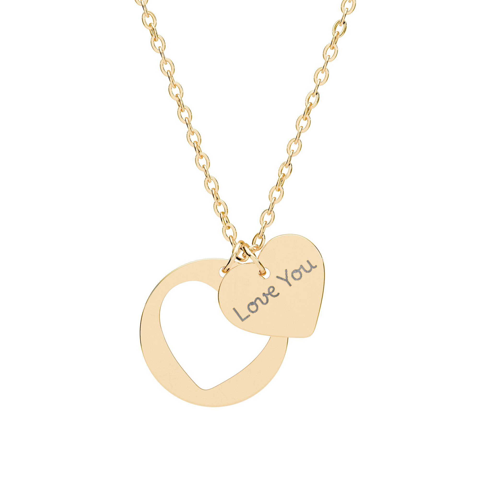 Engraved Heart Cutout Necklace – "Love You" Pendant - Image 3