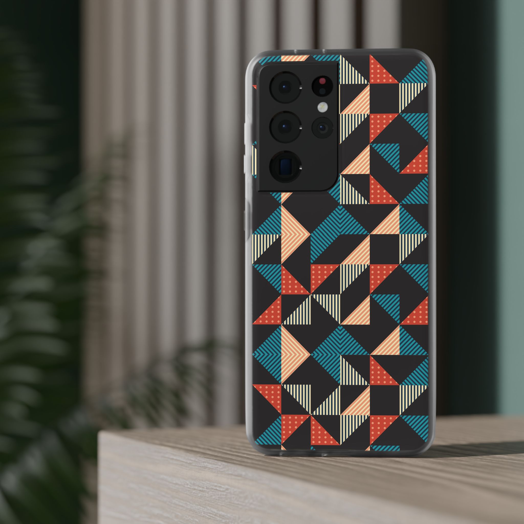 Geometric Retro Triangle Phone Case — Colorful Mid-Century Pattern Flexi Case - Image 9