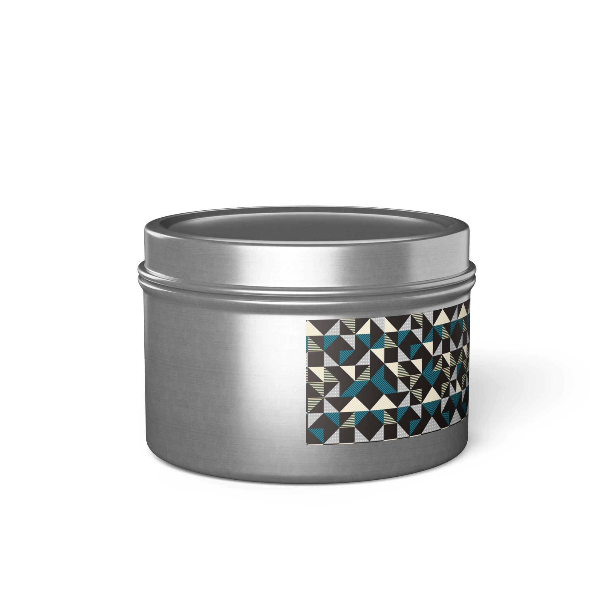 Geometric Triangle Tin Candle — Modern Teal & Grey Scented Candle - Image 86