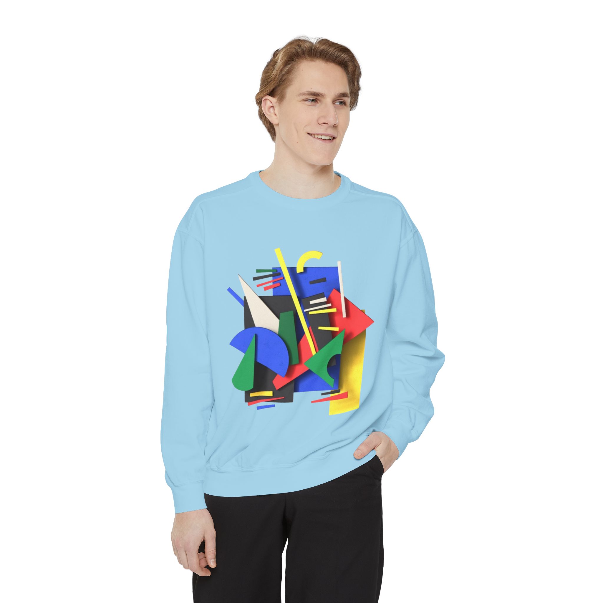 Abstract Geometric Crewneck Sweatshirt — Colorful 80s Retro Art Design - Image 57