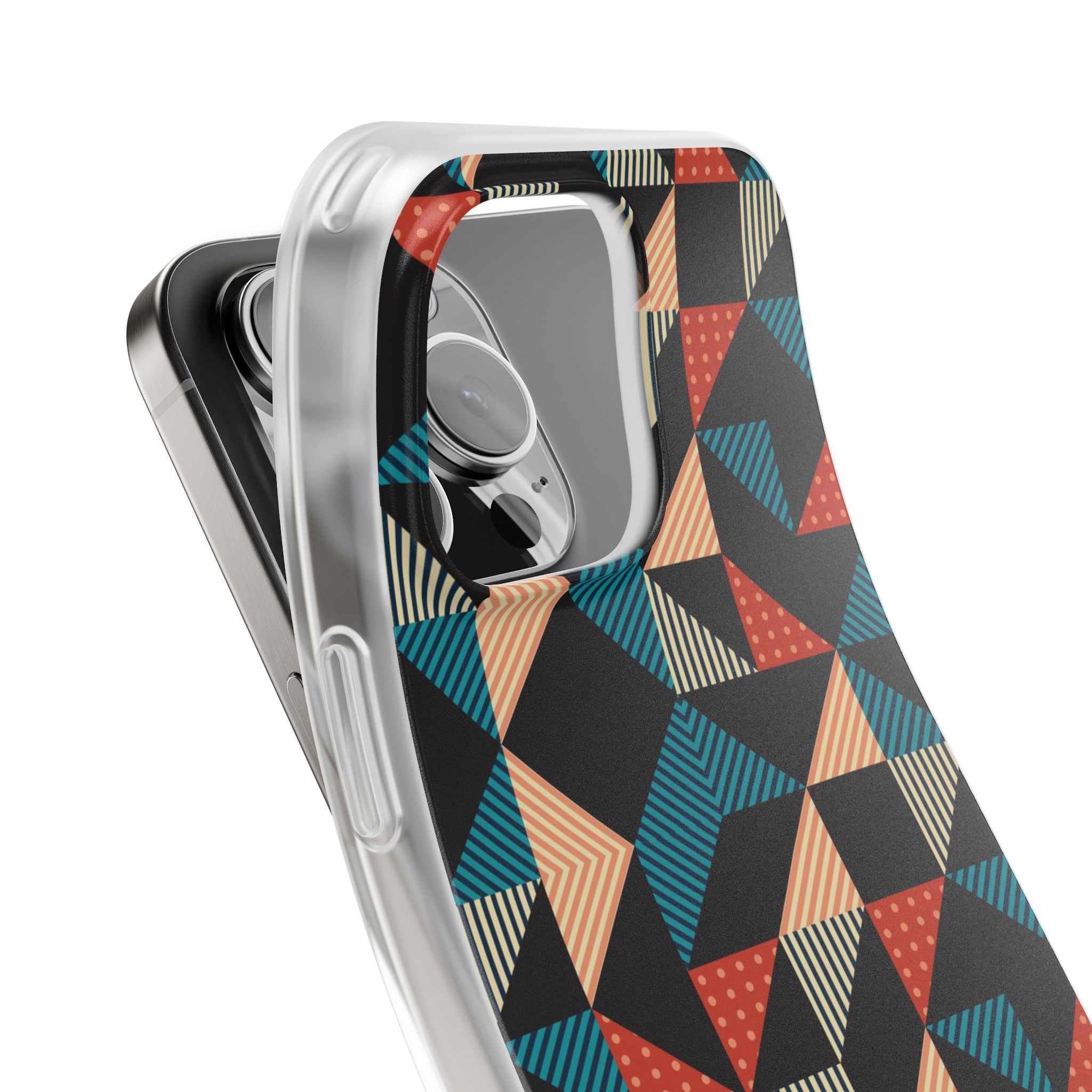 Geometric Retro Triangle Phone Case — Colorful Mid-Century Pattern Flexi Case - Image 88